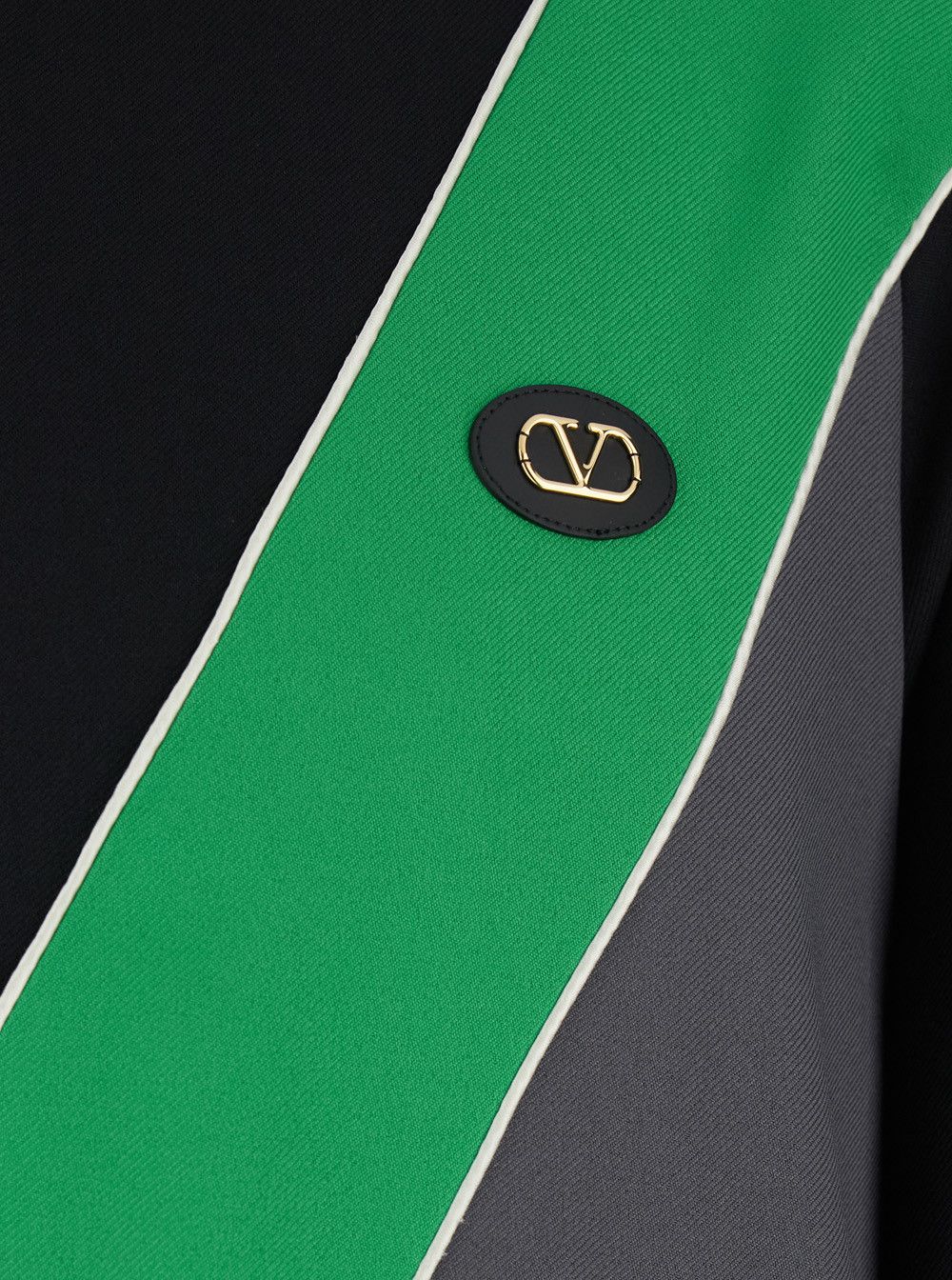 Valentino High Neck Sweatshirt with V Inlay on the Front in Tech Fabric Black and Green Men Size US L / EU 52-54 / 3 - 3 Thumbnail