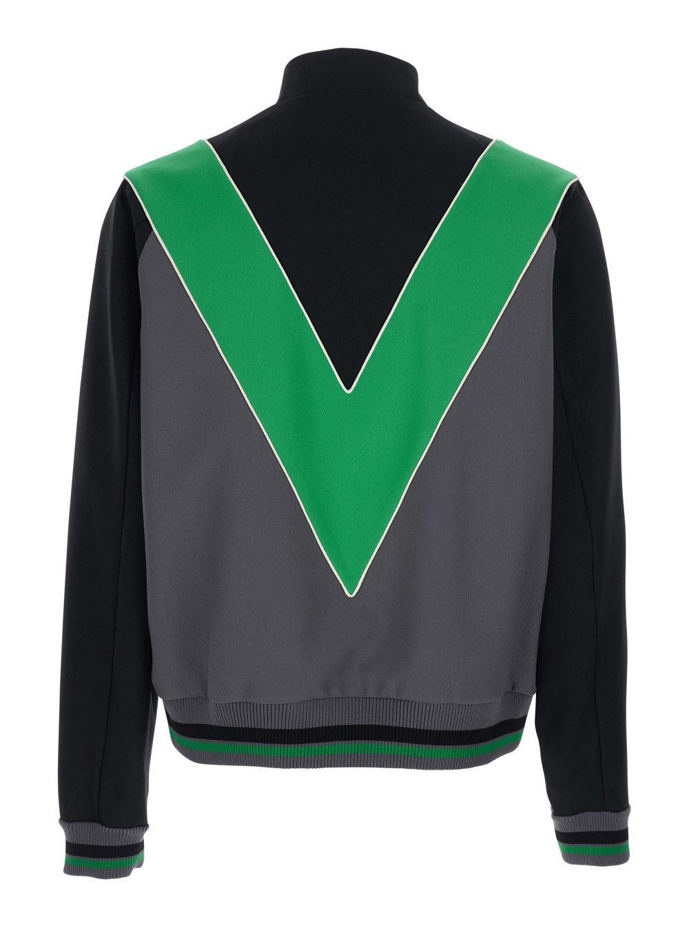 Valentino High Neck Sweatshirt with V Inlay on the Front in Tech Fabric Black and Green Men Size US XL / EU 56 / 4 - 2 Thumbnail