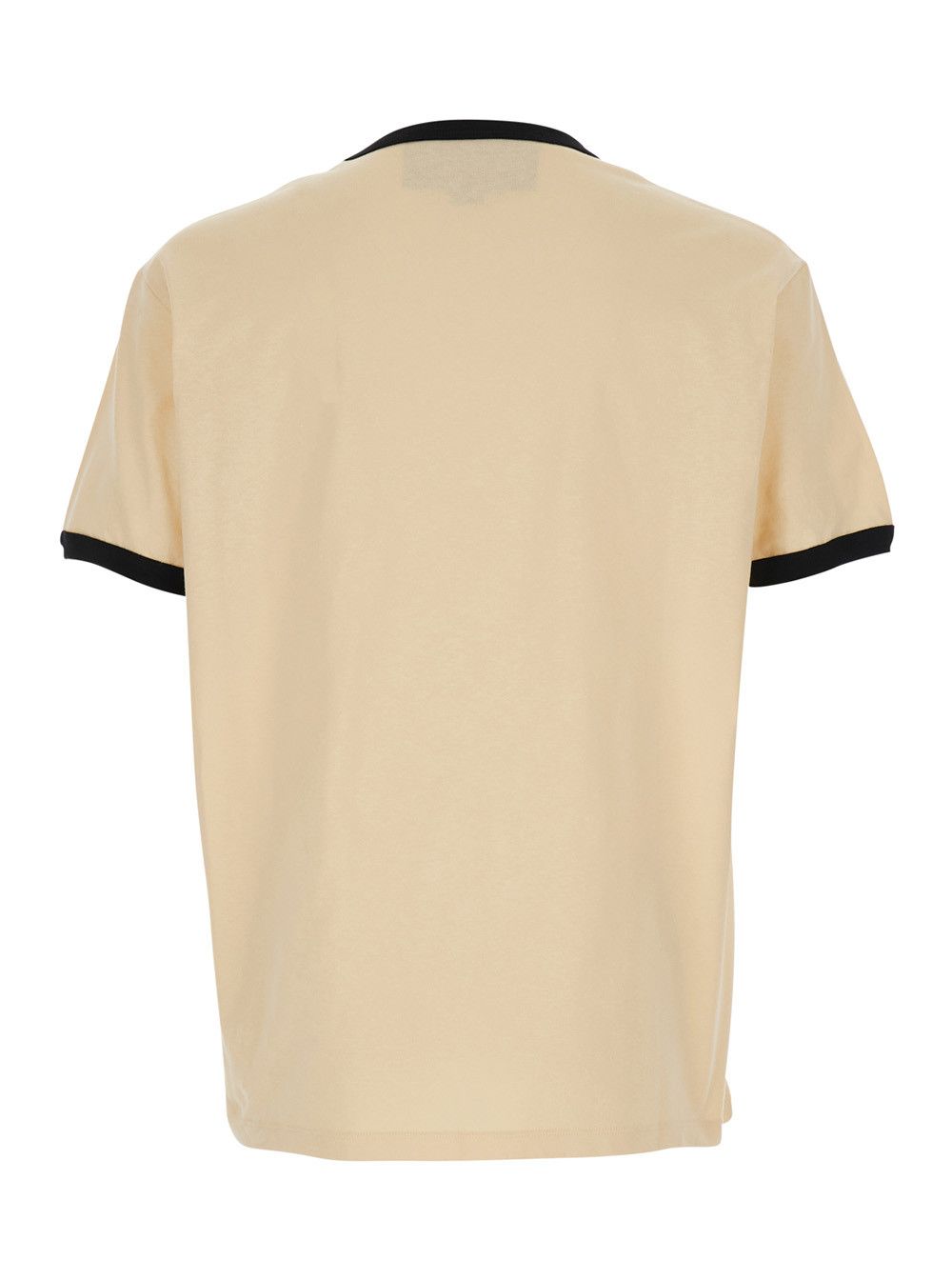 Valentino Crew Neck T-Shirt with Front Print in Beige Cotton for Men Size US S / EU 44-46 / 1 - 2 Thumbnail