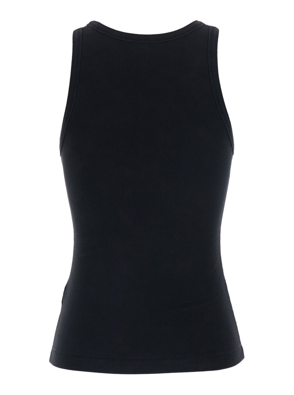 Diesel Top with DLogo on the Front in Black Ribbed Cotton for Women Size L / US 10 / IT 46 - 2 Thumbnail