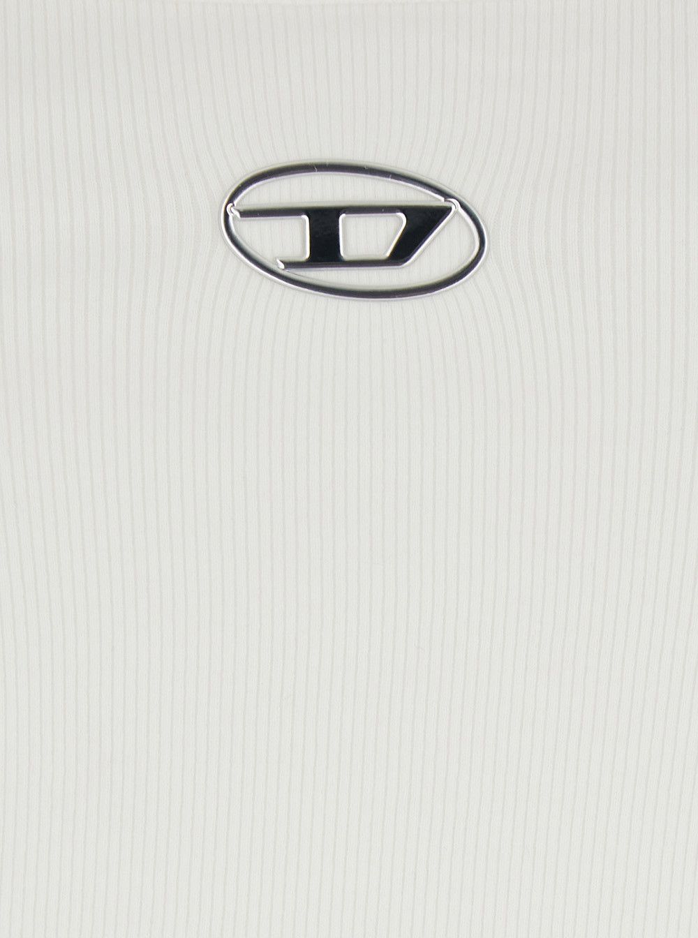 Diesel DLogo Top with Thin Straps and DLogo Plaque on Front in White Cotton for Women Size L / US 10 / IT 46 - 3 Thumbnail