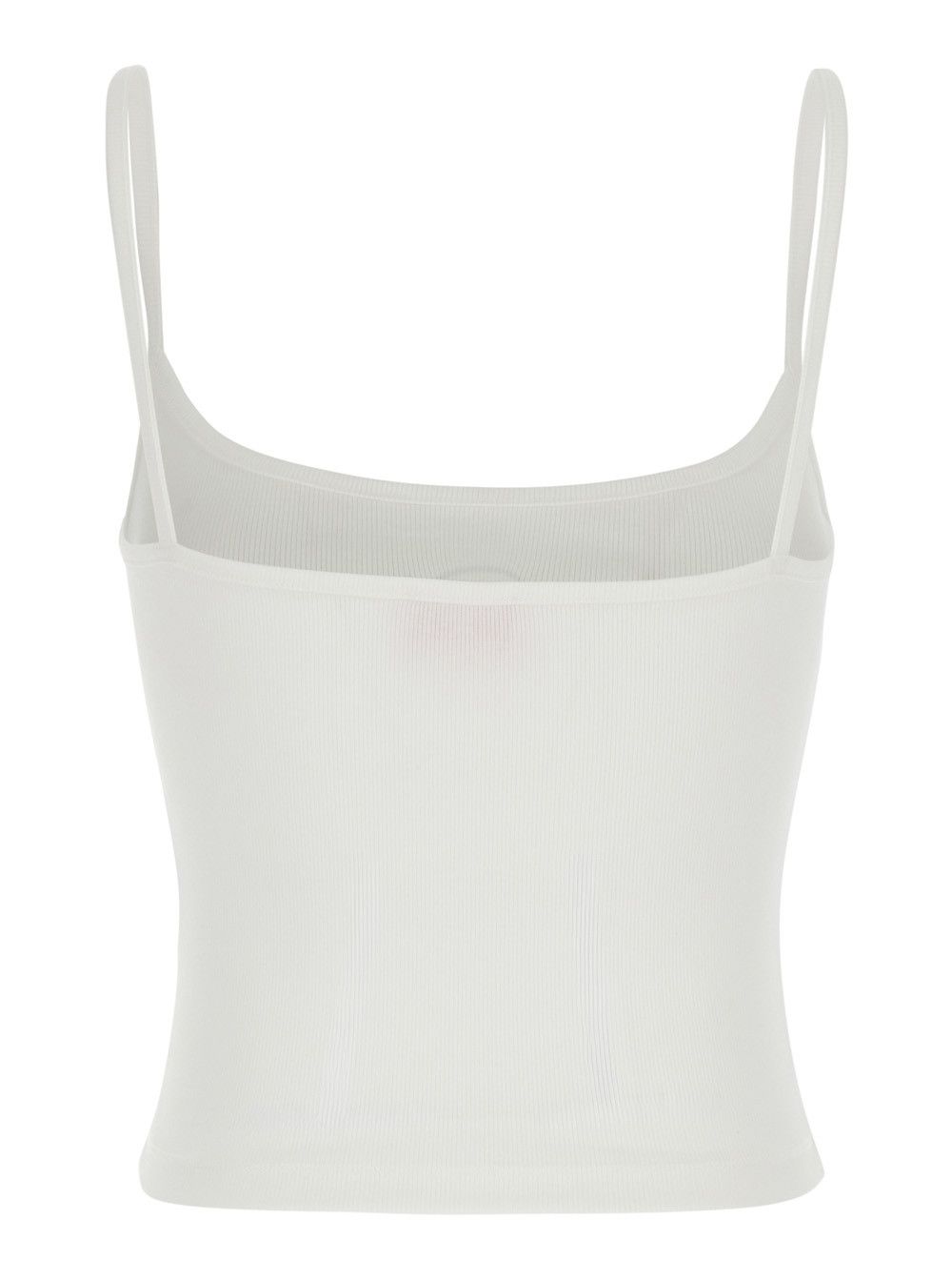 Diesel DLogo Top with Thin Straps and DLogo Plaque on Front in White Cotton for Women Size L / US 10 / IT 46 - 2 Thumbnail