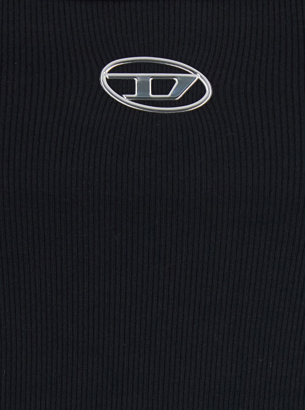 Diesel Black Top with Thin Straps and DLogo Plaque on the Front in Cotton for Women Size L / US 10 / IT 46 - 3 Thumbnail
