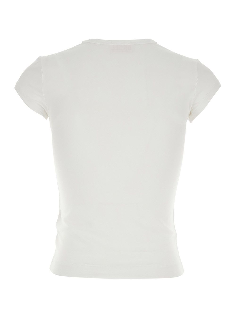 Diesel 'Angie' White T-Shirt with DLogo Plate on the Front in Cotton Woman Size L / US 10 / IT 46 - 2 Thumbnail