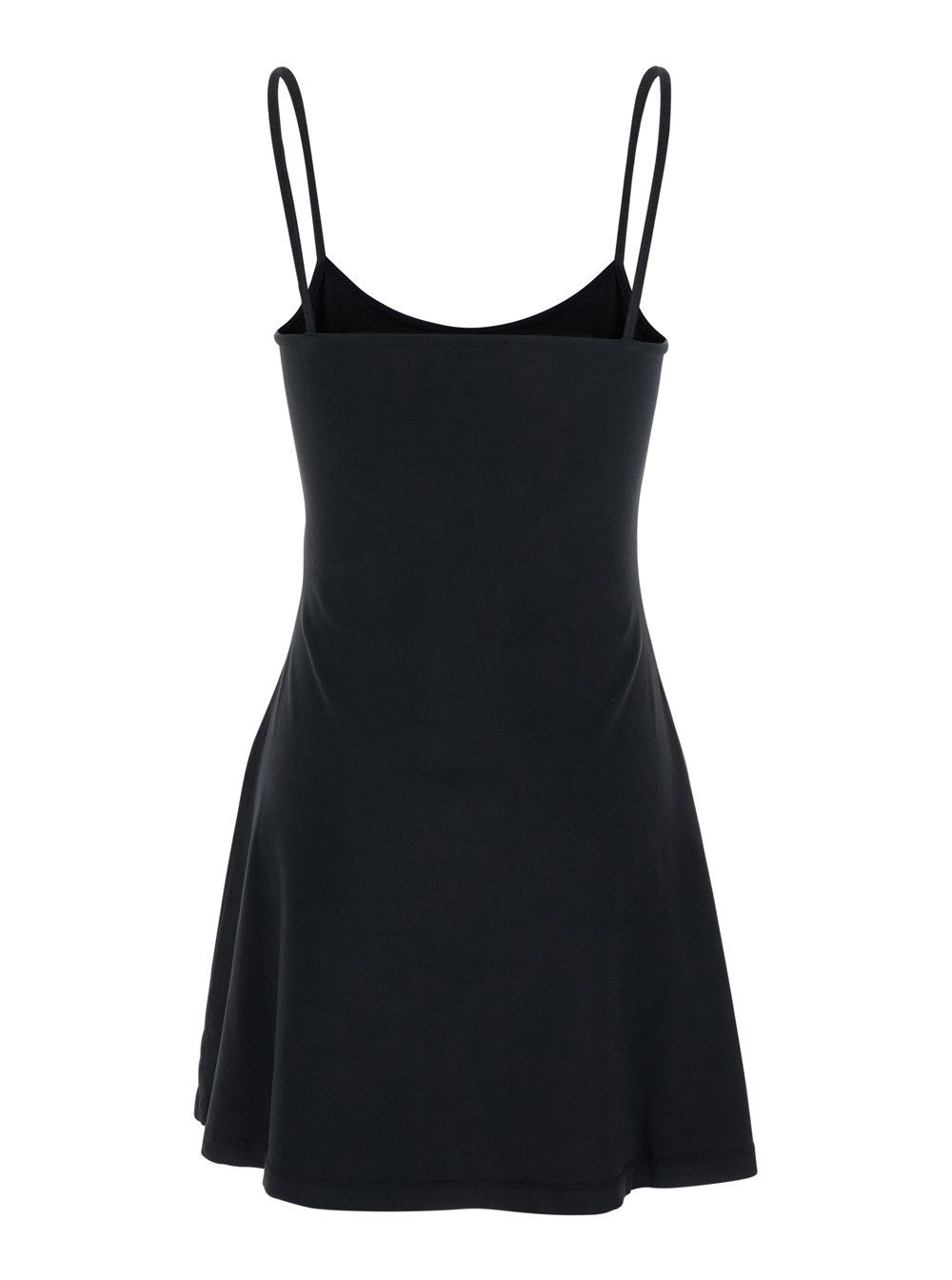 Diesel Dress 'DLogo' Black with Thin Straps and Flared Skirt in Cotton Women Size L / US 10 / IT 46 - 2 Thumbnail