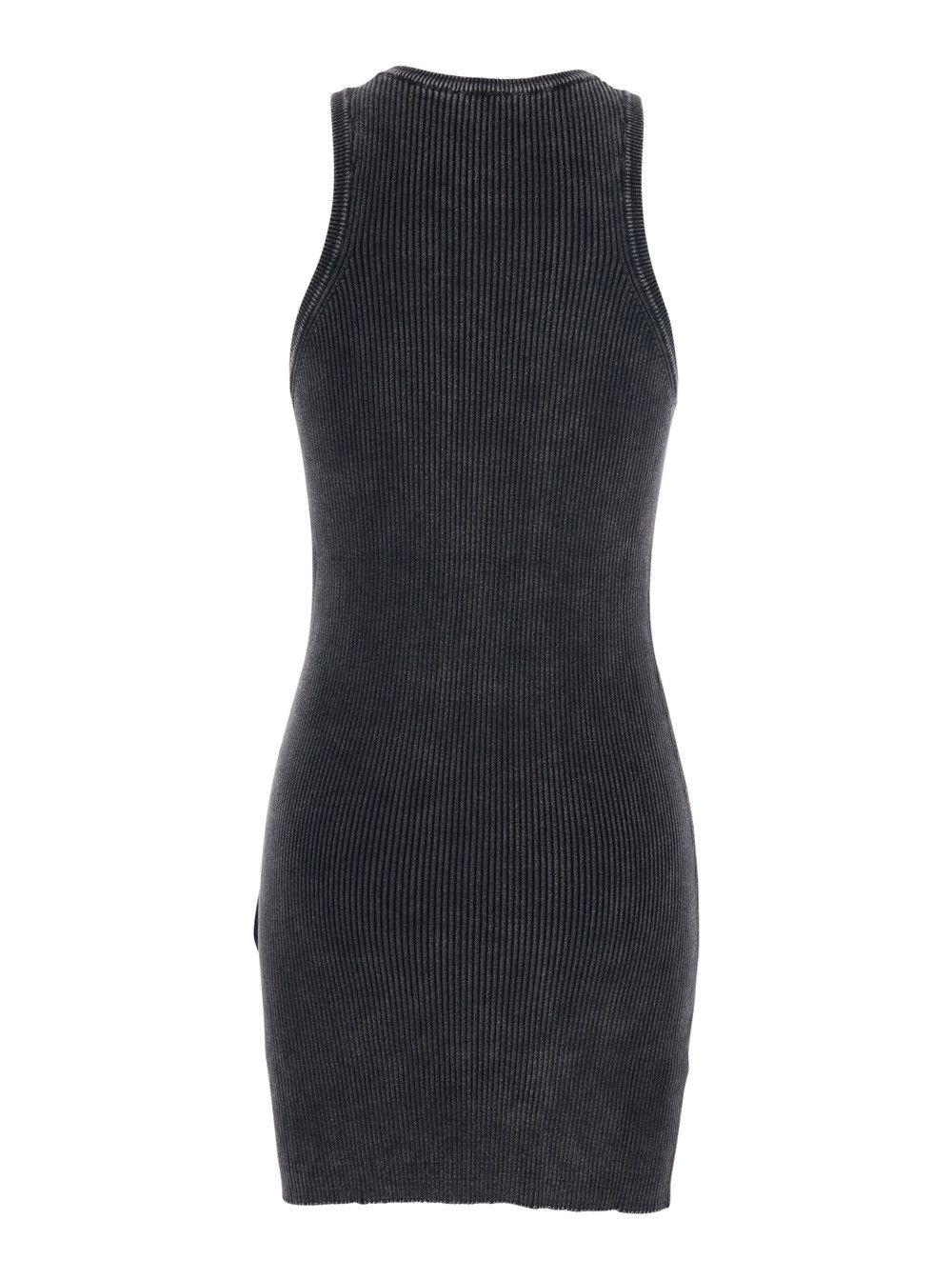 Diesel Sleeveless Crew Neck Dress with Cut-Out and Logo on the Front in Black Ribbed Cotton for Women Size M / US 6-8 / IT 42-44 - 2 Thumbnail