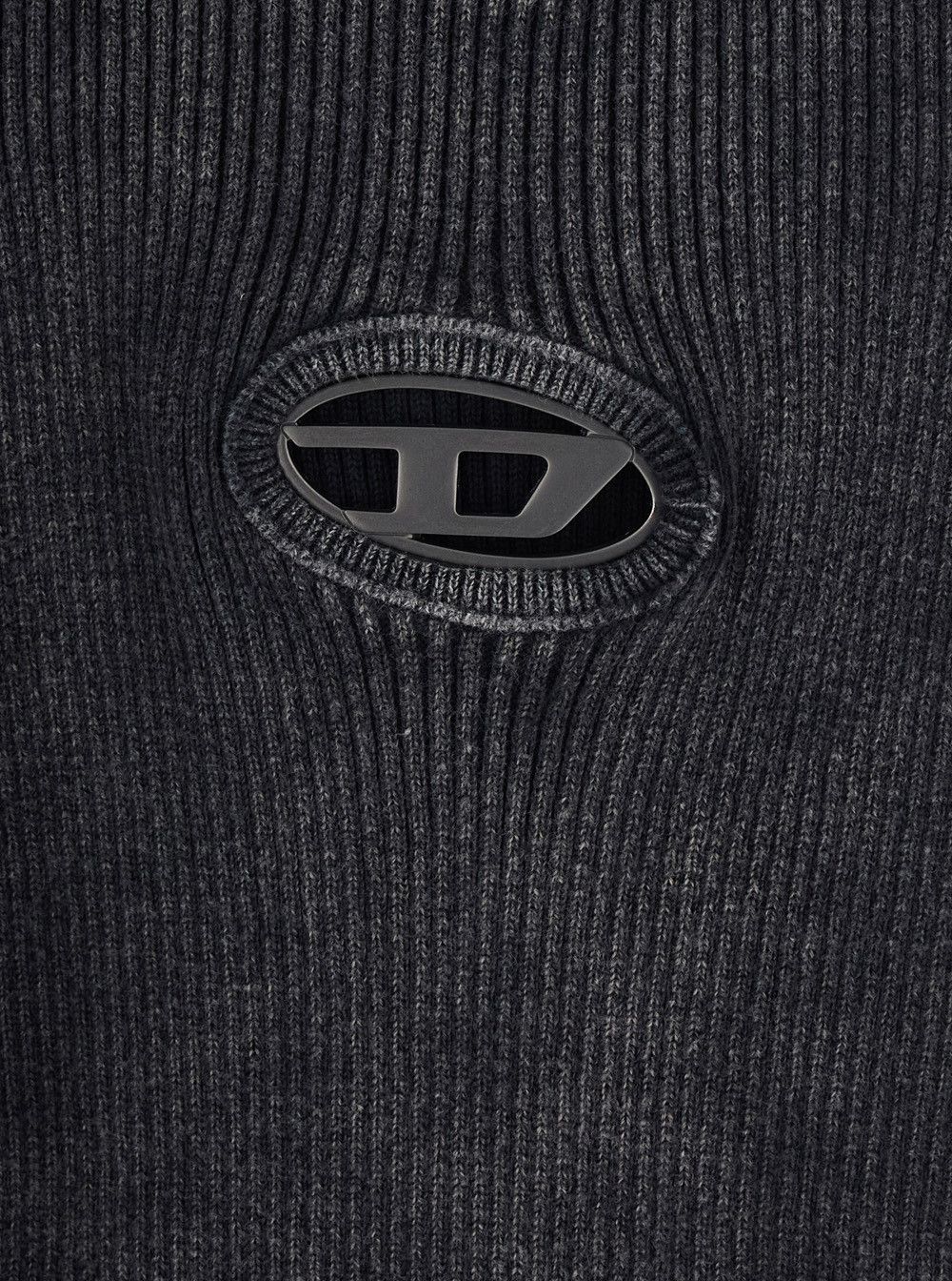 Diesel Sleeveless Crew Neck Dress with Cut-Out and Logo on the Front in Black Ribbed Cotton for Women Size XS / US 0-2 / IT 36-38 - 3 Thumbnail