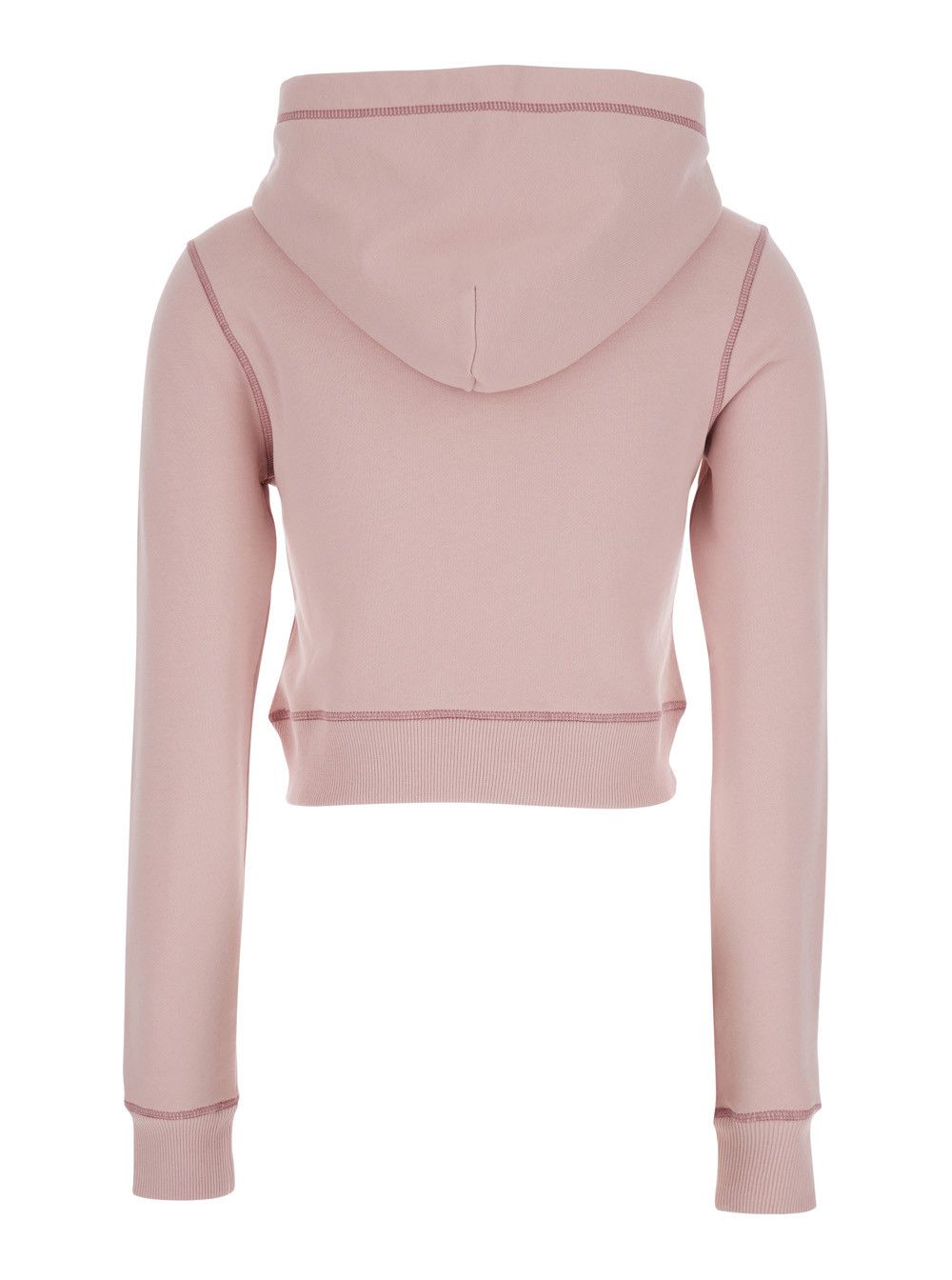 Diesel Crop Hoodie with Drawstring and Rhinestone Heart on the Front in Pink Cotton for Women Size M / US 6-8 / IT 42-44 - 2 Thumbnail