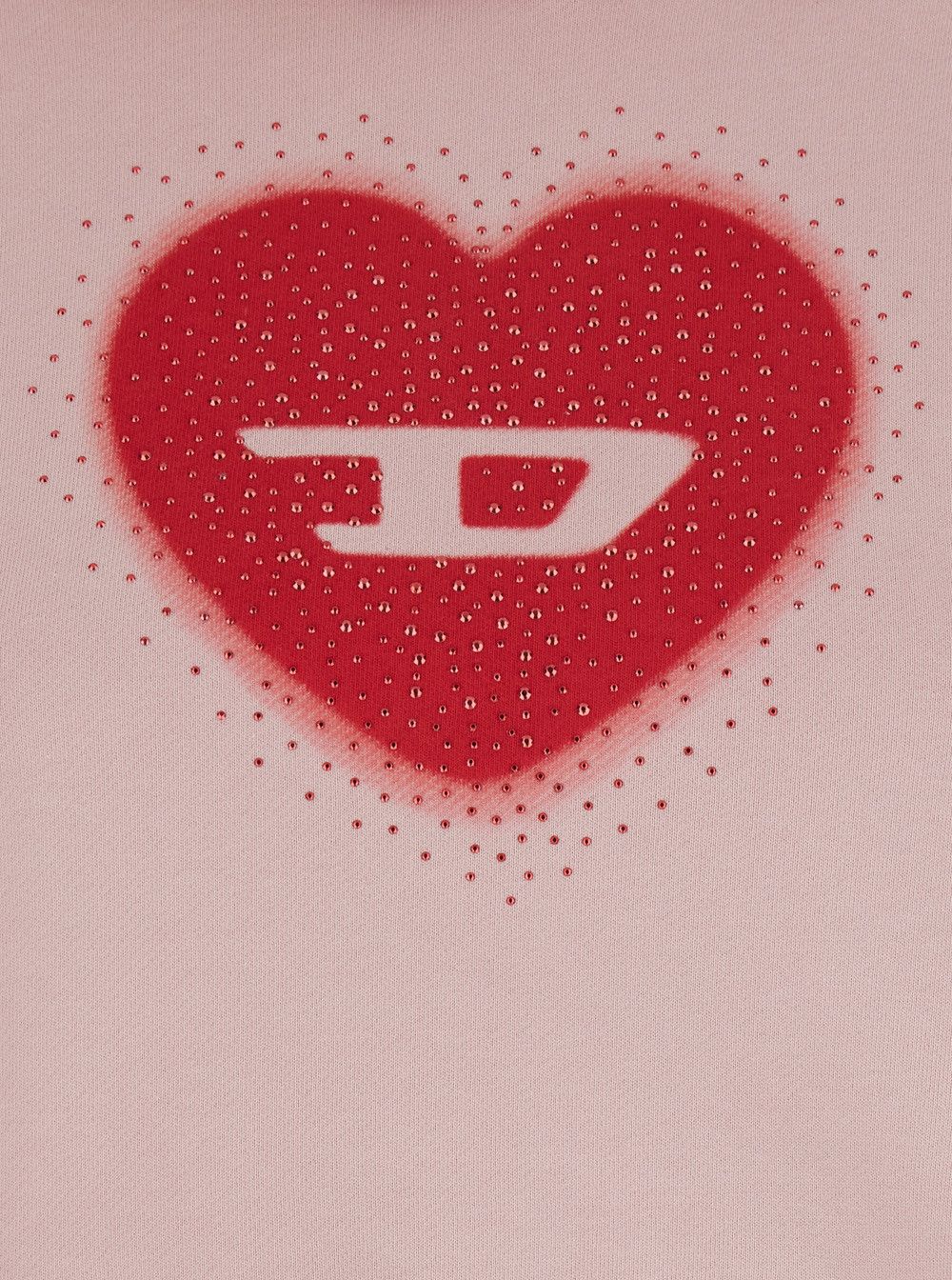 Diesel Crop Hoodie with Drawstring and Rhinestone Heart on the Front in Pink Cotton for Women Size S / US 4 / IT 40 - 3 Thumbnail