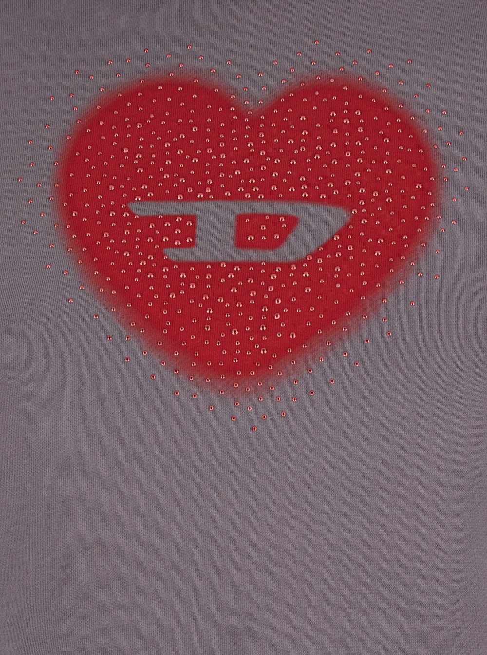 Diesel Gray Crop Hoodie with Drawstring and Rhinestone Heart on the Front in Cotton for Women Size L / US 10 / IT 46 - 3 Thumbnail