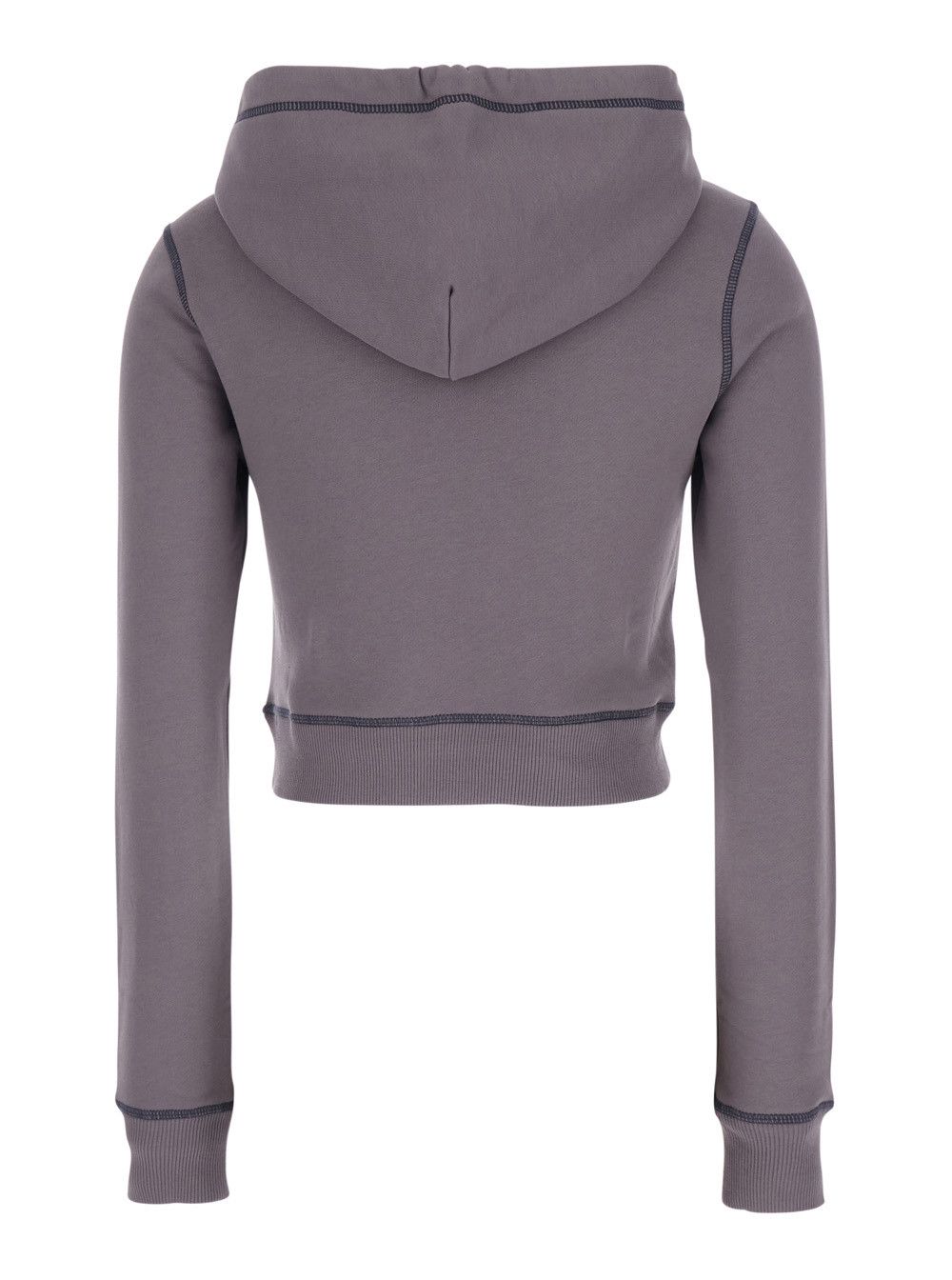 Diesel Gray Crop Hoodie with Drawstring and Rhinestone Heart on the Front in Cotton for Women Size L / US 10 / IT 46 - 2 Thumbnail