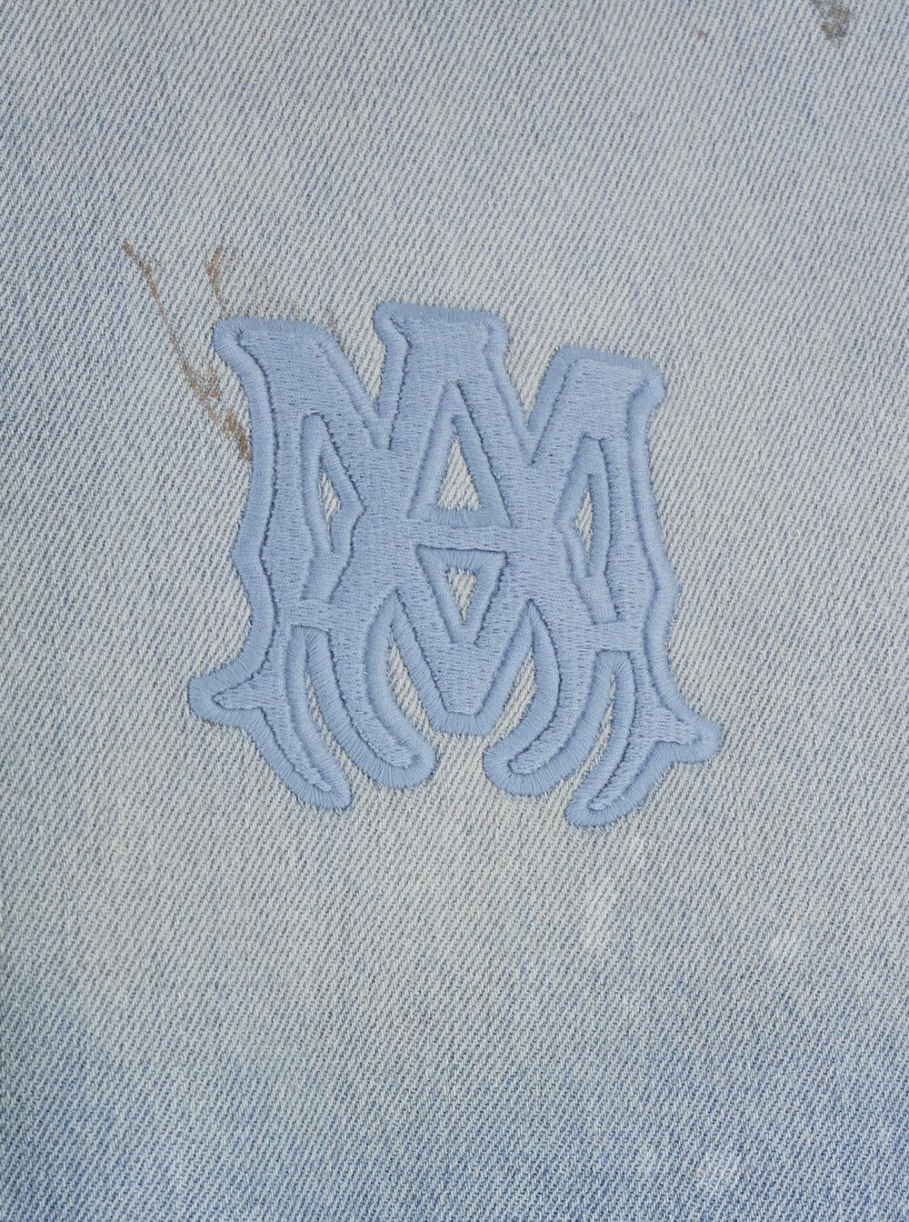 Amiri Light Blue Jacket with Fixed Hood and Logo Embroidery on Front and Back in Denim for Men Size US M / EU 48-50 / 2 - 3 Thumbnail