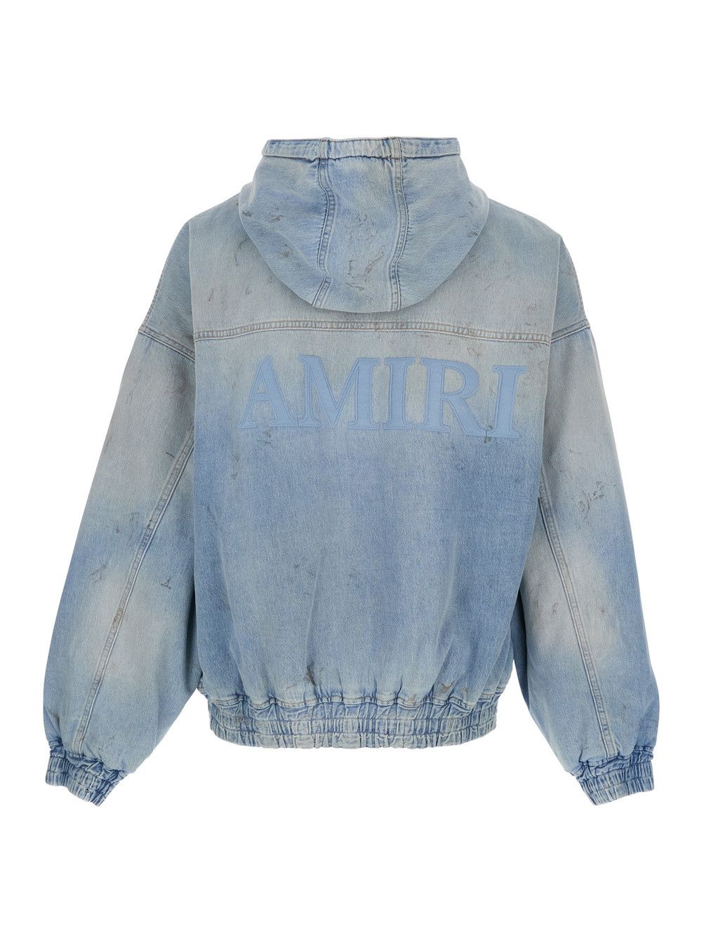 Amiri Light Blue Jacket with Fixed Hood and Logo Embroidery on Front and Back in Denim for Men Size US M / EU 48-50 / 2 - 2 Thumbnail