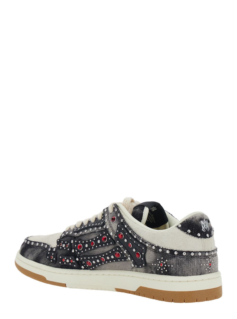 Amiri 'Skel Top' Black Sneakers with Beads and Crystals Applied in Cotton for Men Size US 7 / EU 40 - 3 Thumbnail