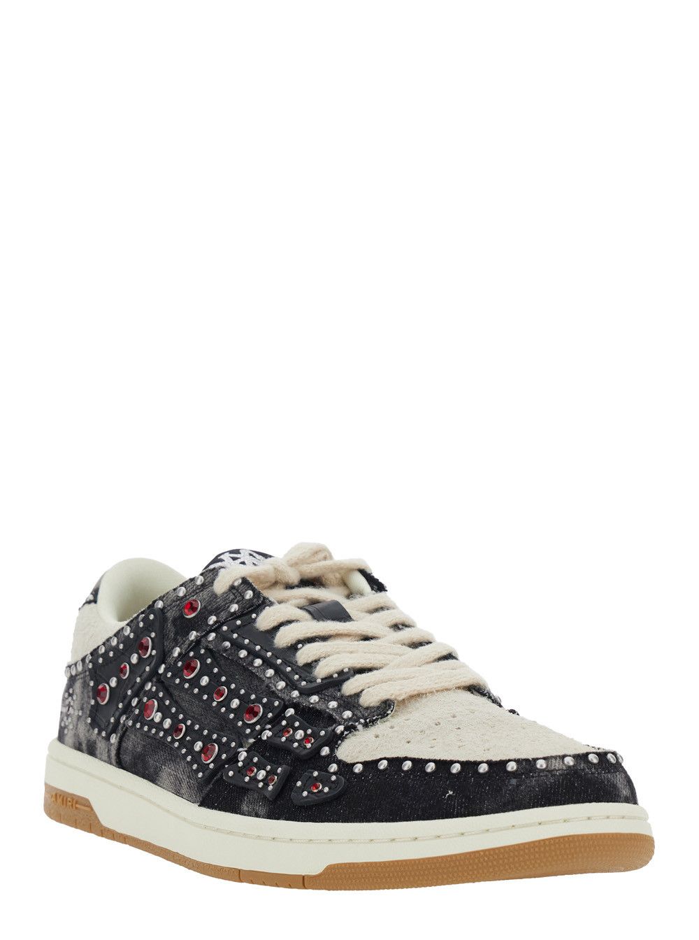 Amiri 'Skel Top' Black Sneakers with Beads and Crystals Applied in Cotton for Men Size US 9 / EU 42 - 2 Thumbnail