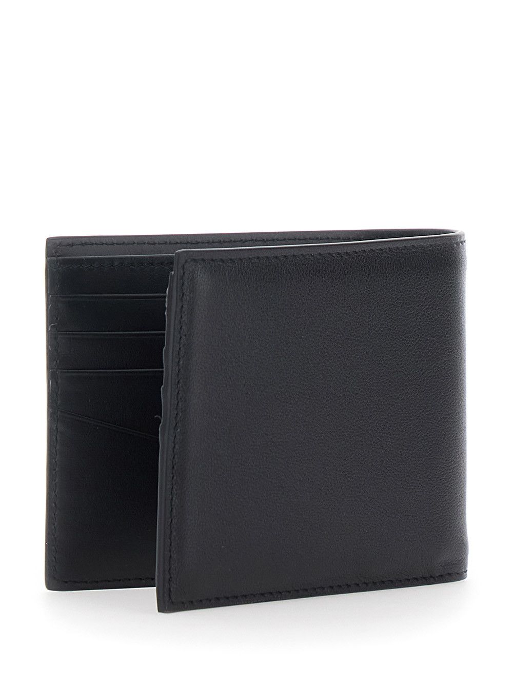 Givenchy Black Bi-Fold Wallet with Logo Lettering Embossed on the Front in Pebbled Leather for Men Size ONE SIZE - 3 Thumbnail