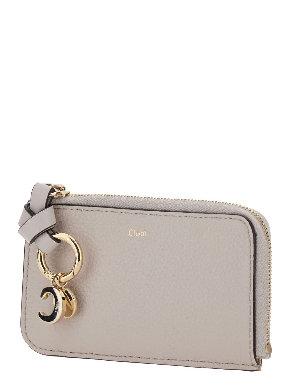 Chloe Wallet with Logo Charm on the Front and Top Zip Closure in Grey Hammered Leather for Women Size M / US 6-8 / IT 42-44 - 2 Thumbnail