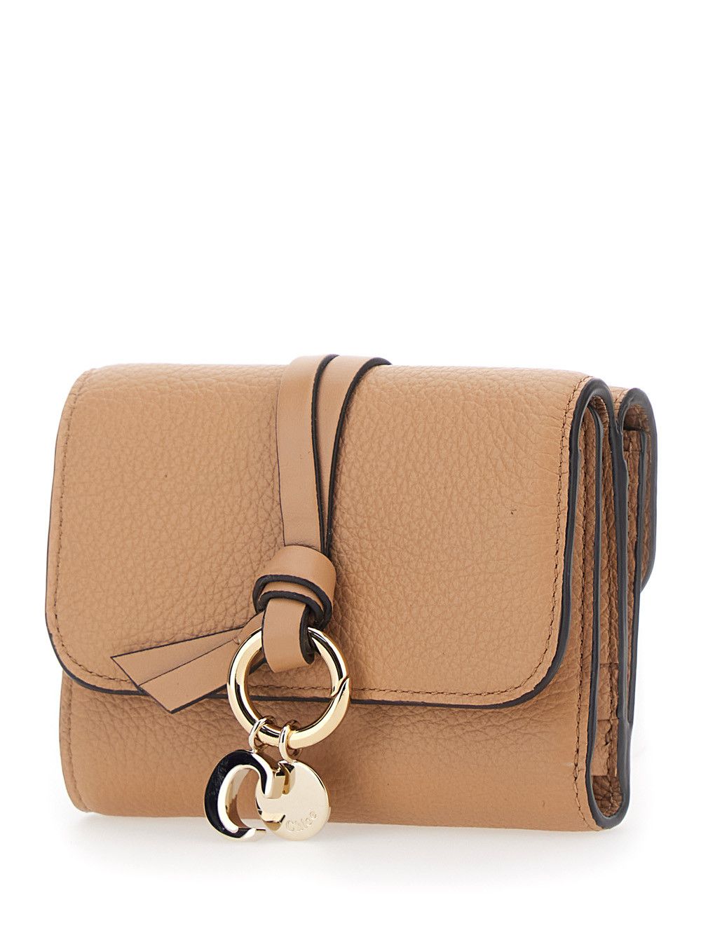 Chloe Small Tri-Fold Wallet with Charm on the Front and Magnetic Closure in Beige Leather for Women Size M / US 6-8 / IT 42-44 - 2 Thumbnail