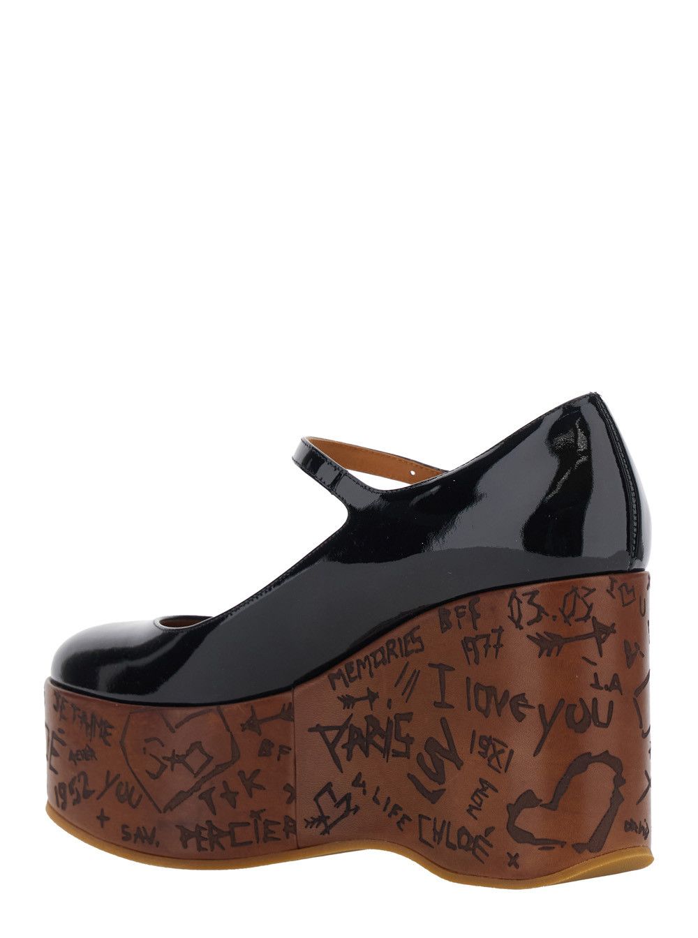 Chloe Black Wedges with Mary Jane Strap in Leather for Women Size US 8 / IT 38 - 3 Thumbnail