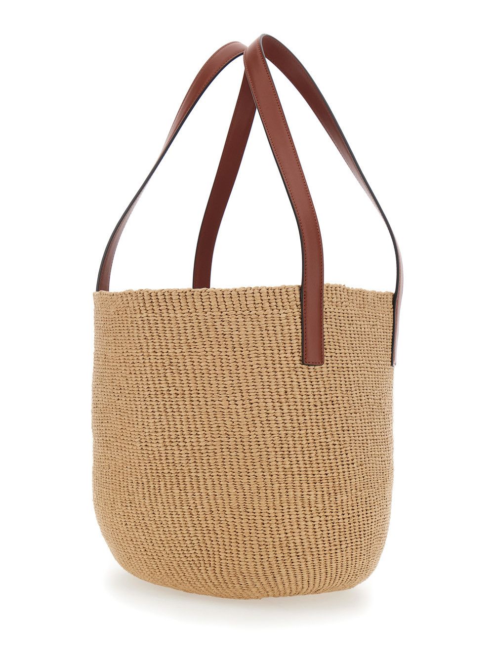 Chloe Beige 'Horse Medal' Shopper with Flat Handles and Logo Patch on Front In Straw Fabric Woman Size ONE SIZE - 3 Thumbnail