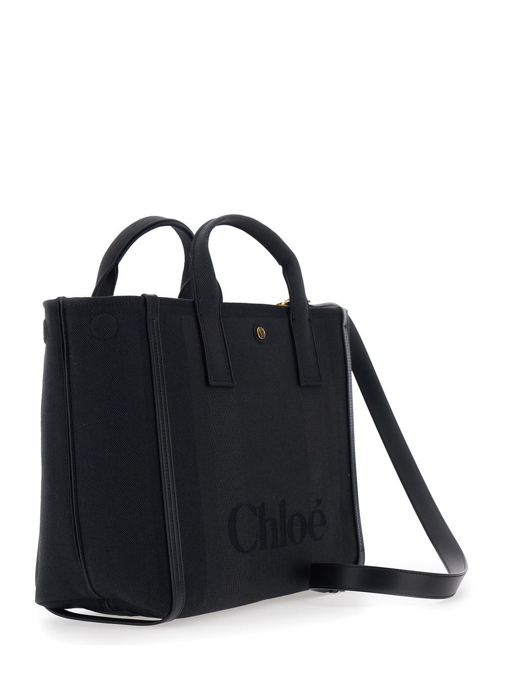 Chloe Tote bag 'Carry Media' with Logo Printed on the Front in Black Cotton Canvas for Women Size ONE SIZE - 3 Thumbnail