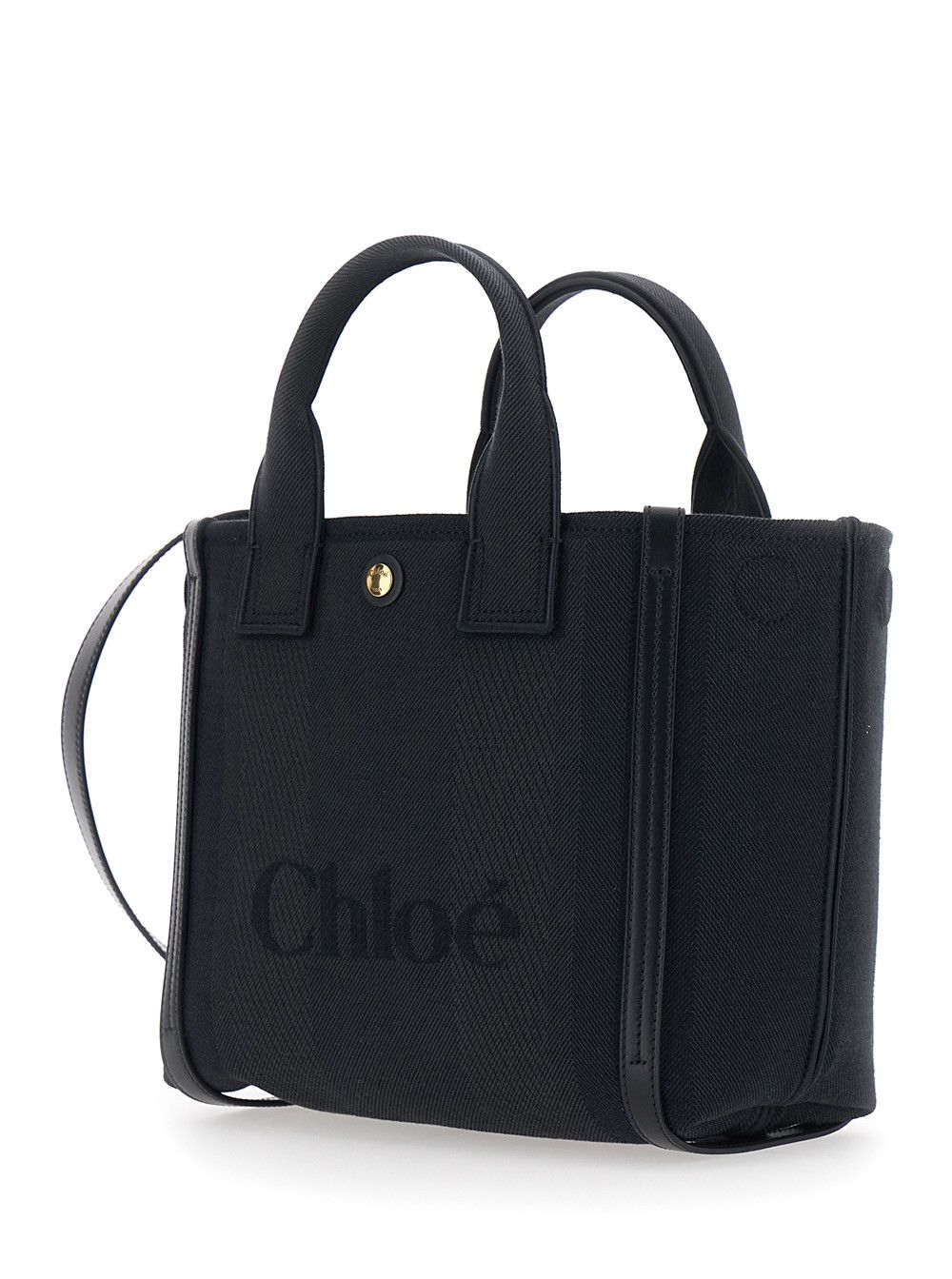 Chloe 'Carry' Black Small Handbag with Logo Embossed on the Front in Cotton Canvas for Women Size ONE SIZE - 2 Thumbnail