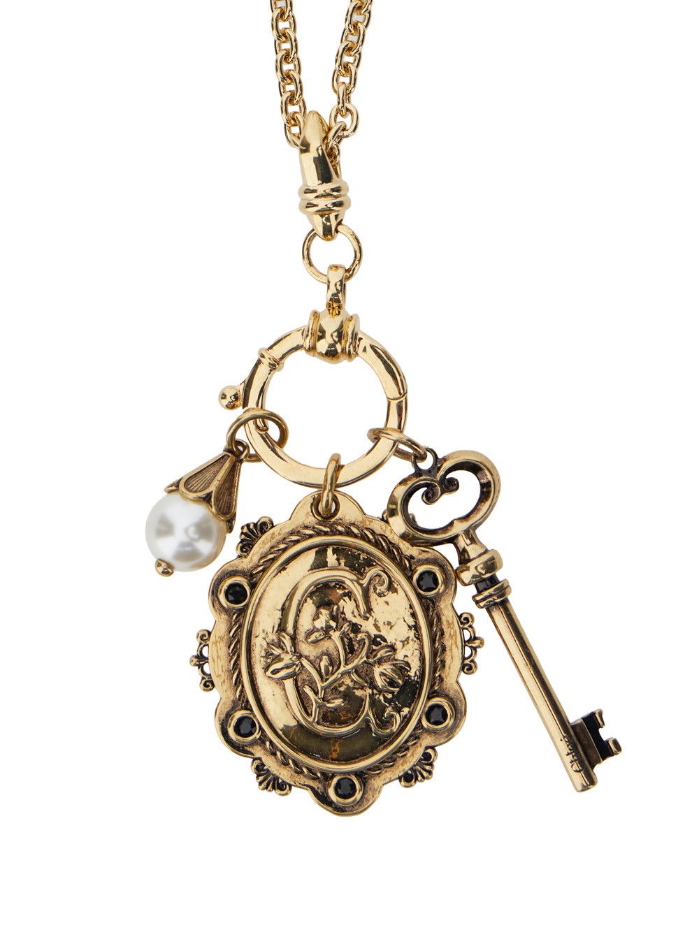 Chloe Necklace with Pendant and Chain Design in Gold-Colored Brass for Women Size ONE SIZE - 2 Thumbnail