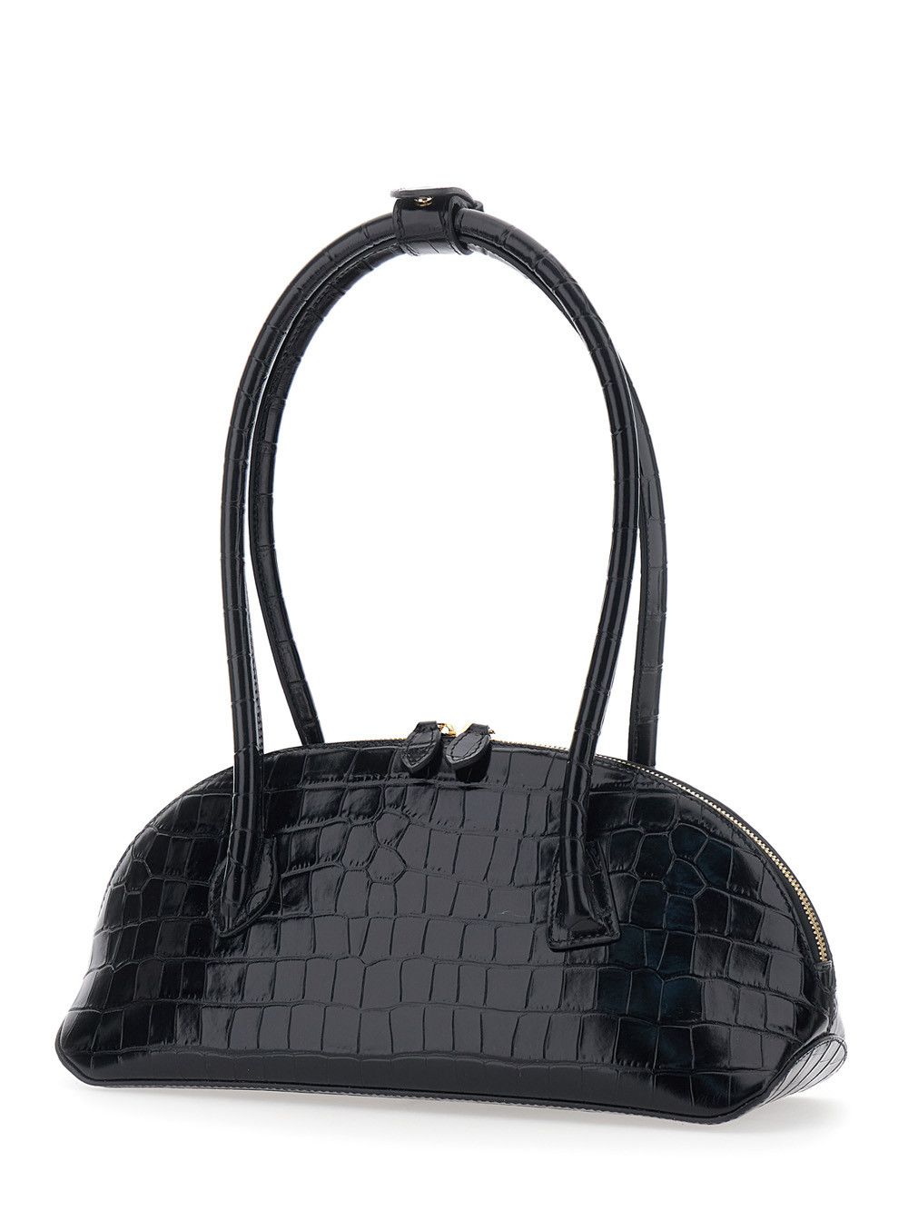 Liffner Shoulder Bag 'Ew Dome' with Round Top Handles and Crocodile-Effect in Black Leather for Women Size ONE SIZE - 2 Thumbnail