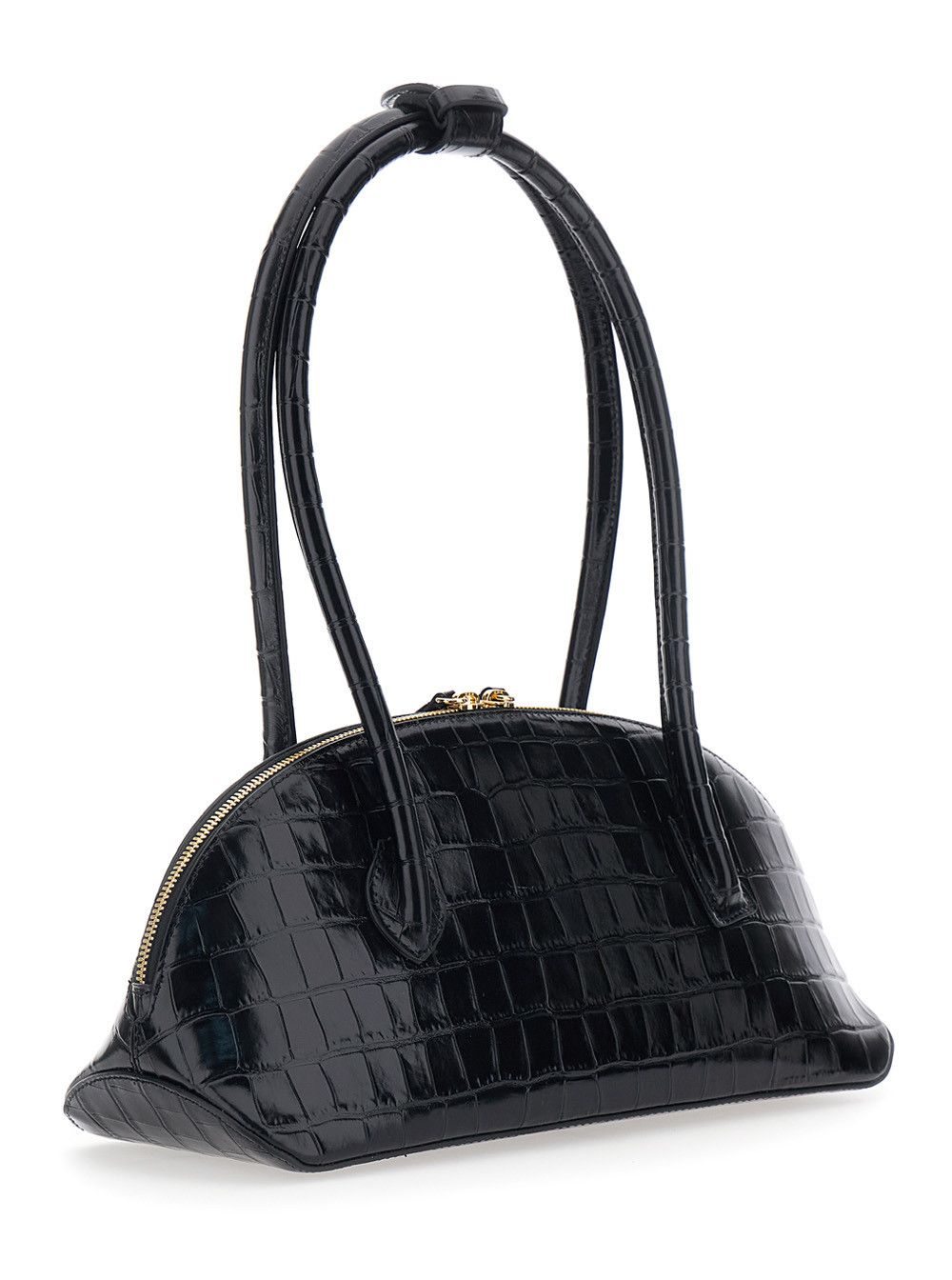 Liffner Shoulder Bag 'Ew Dome' with Round Top Handles and Crocodile-Effect in Black Leather for Women Size ONE SIZE - 3 Thumbnail