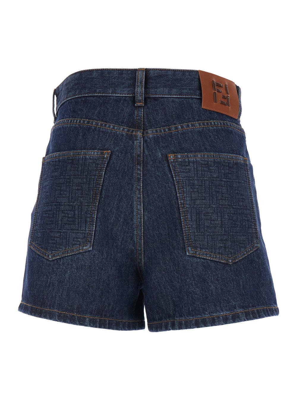 Fendi Blue Shorts with Logo Patch on the Back In Denim for Women Size 28" / US 6 / IT 42 - 2 Thumbnail