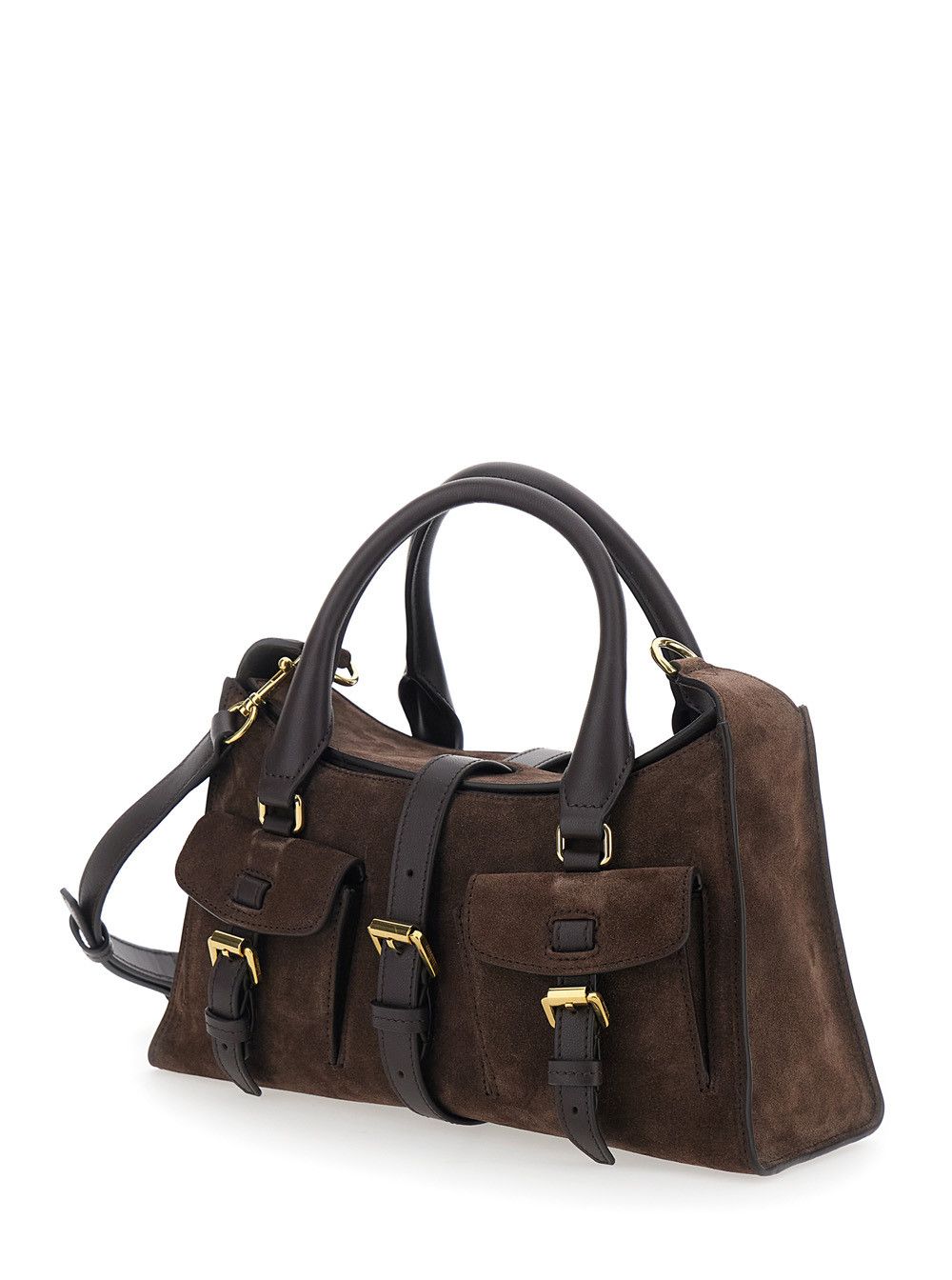 Mulberry Small 'Roxanne' Handbag with Adjustable and Removable Shoulder Strap and Two Front Pockets in Brown Suede for Women Size ONE SIZE - 2 Thumbnail