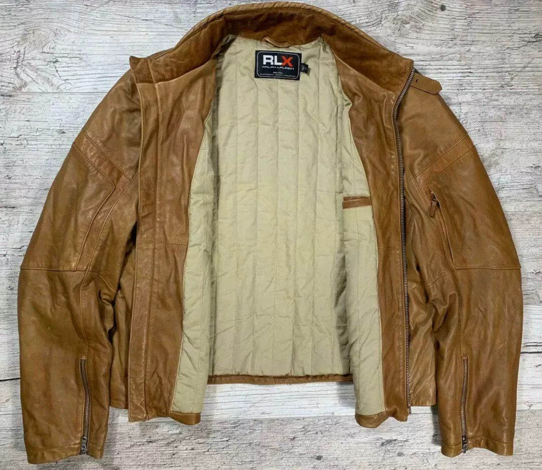 RRL Ralph Lauren RLX Alpha McCoy Leather Flight Jacket Size US XL / EU 56 / 4 - 4 Thumbnail
