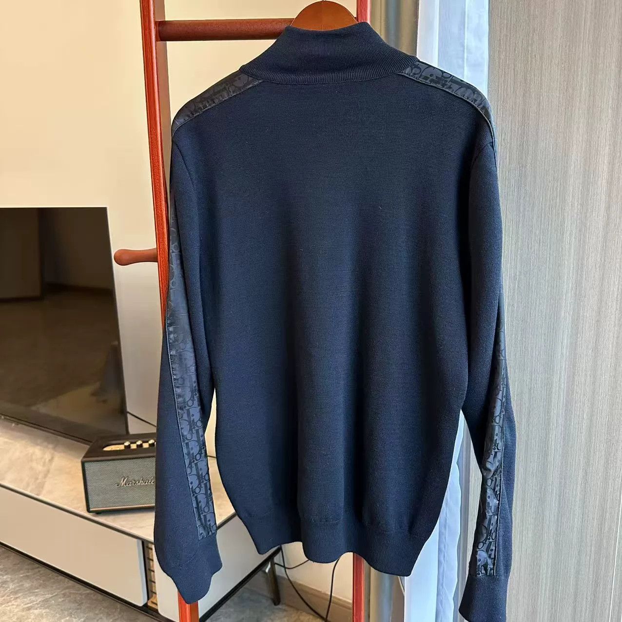 Dior blue wool high-neck knit sweater by Dior Size US XL / EU 56 / 4 - 2 Thumbnail