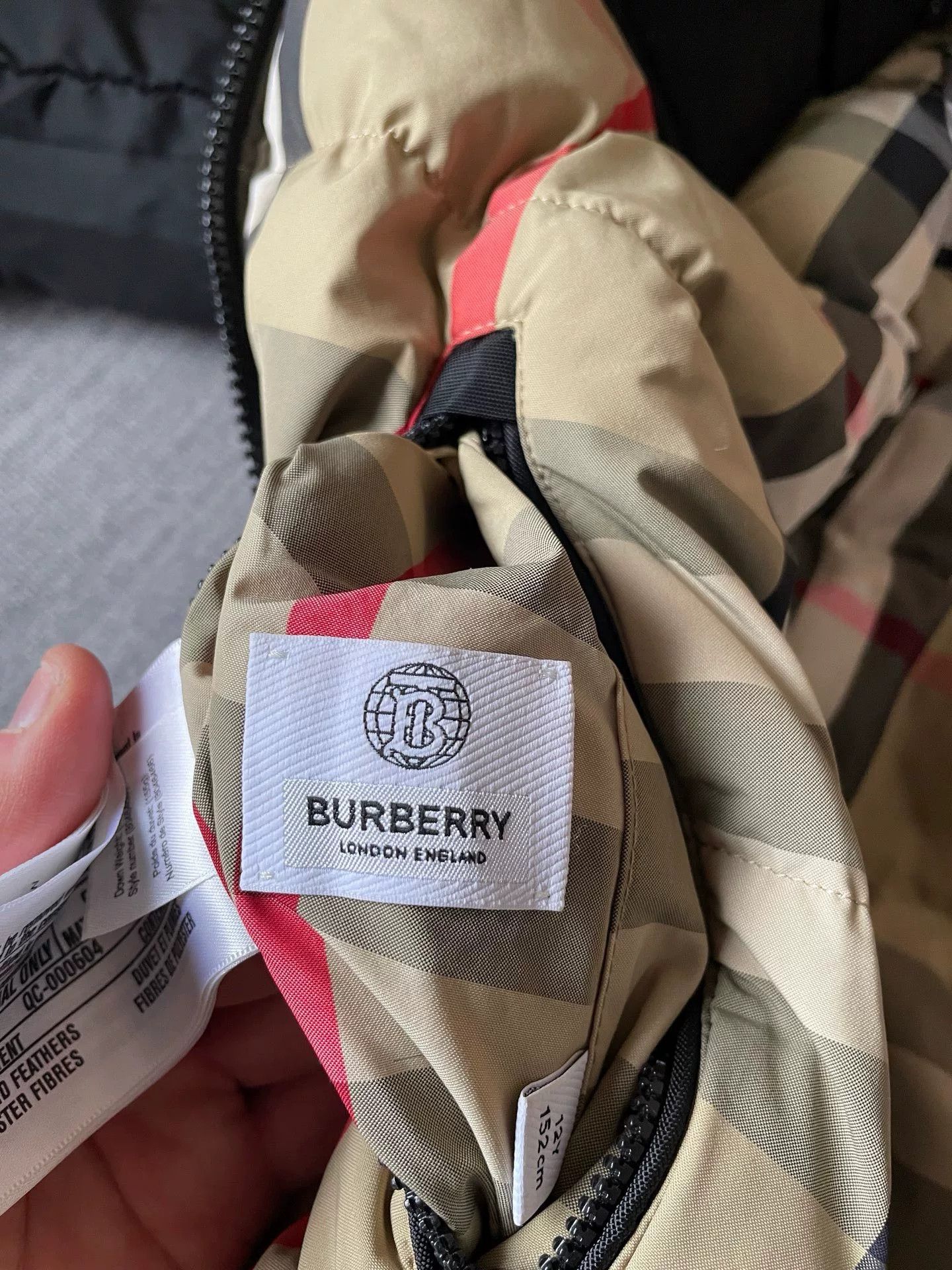 Burberry Burberry Check Long Down Coat 12Y Size US XS / EU 42 / 0 - 5 Thumbnail
