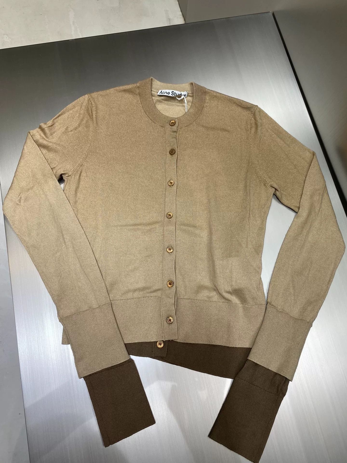 Acne Studios Acne Studios Beige Knit Cardigan Size US XXS / EU 40 - 3 Thumbnail