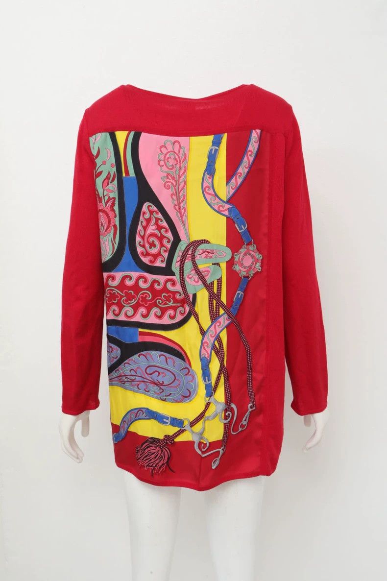 Hermes Hermes Red Printed Long Sleeve Top Size US M / EU 48-50 / 2 - 3 Thumbnail