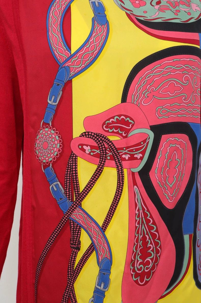 Hermes Hermes Red Printed Long Sleeve Top Size US M / EU 48-50 / 2 - 6 Thumbnail