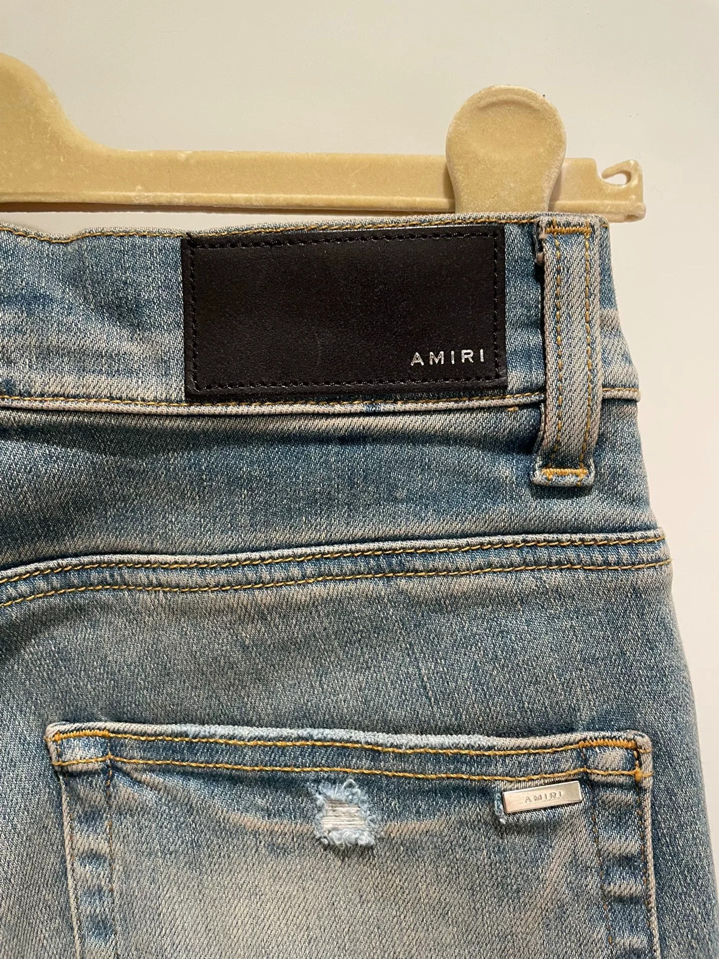 Amiri Amiri Yellow Distressed Denim Jeans 29 Size US 29 - 3 Thumbnail