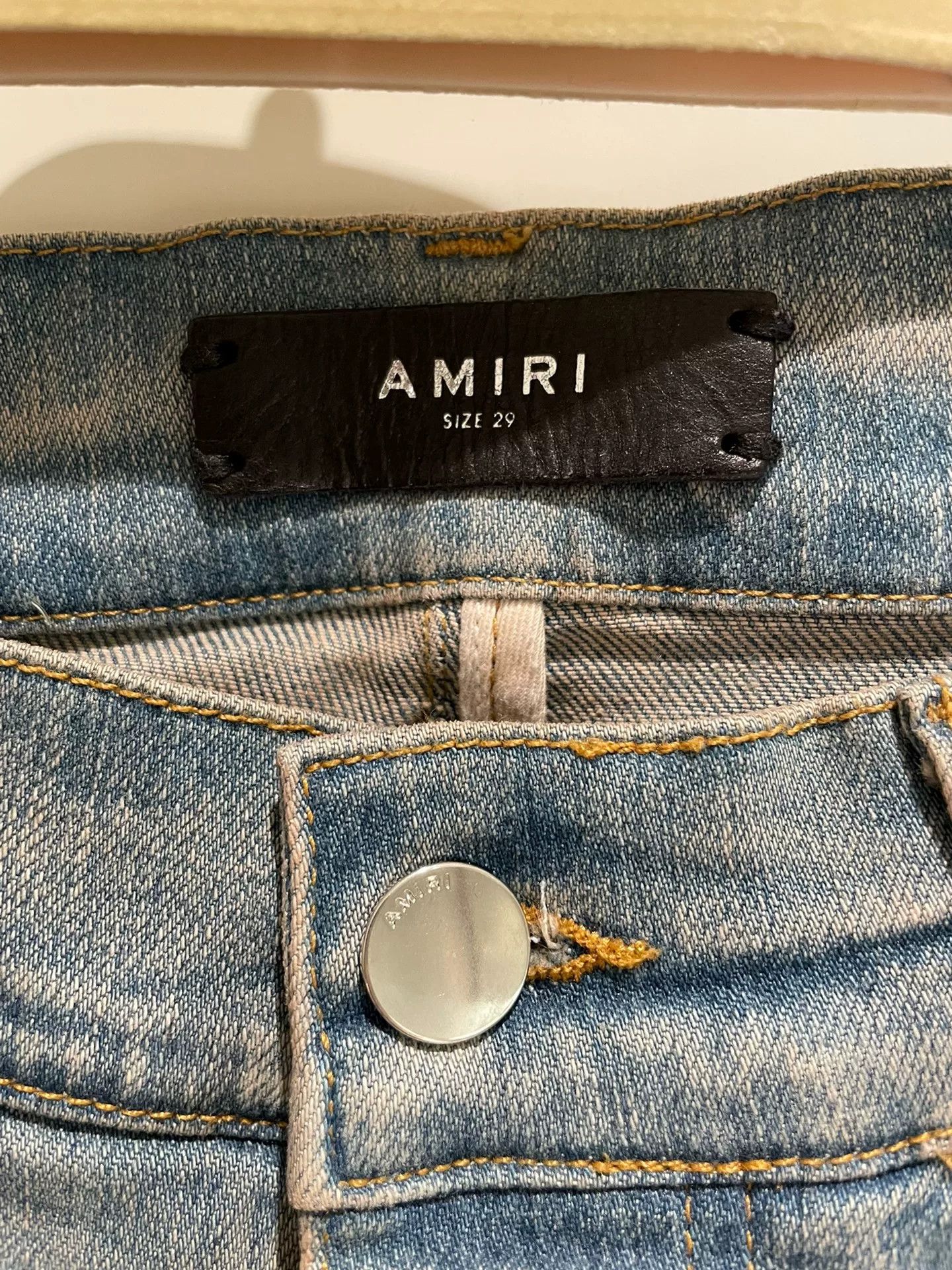 Amiri Amiri Yellow Distressed Denim Jeans 29 Size US 29 - 4 Thumbnail