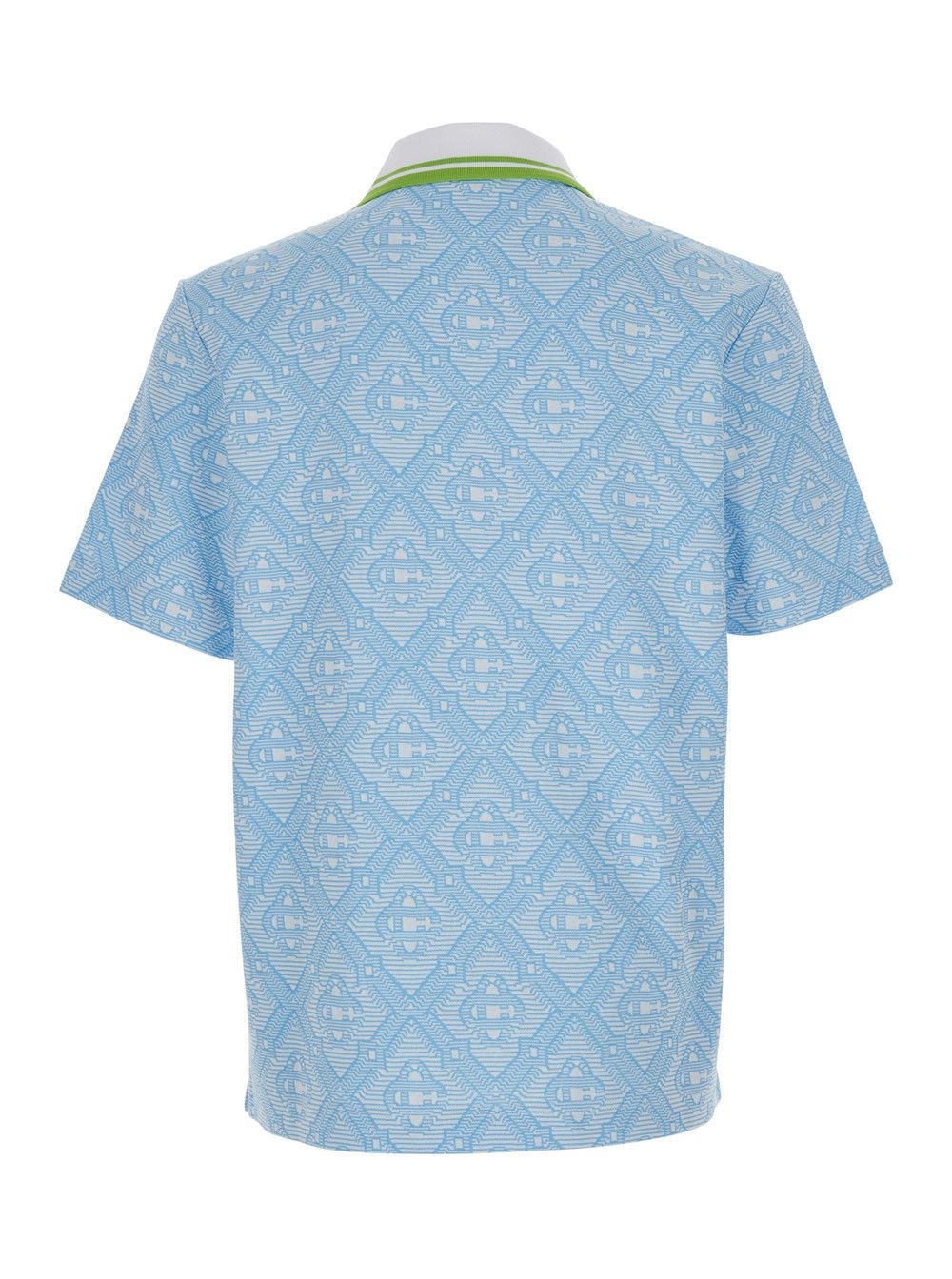 Casablanca Blue Polo with Bicolor Collar and All-Over Embroidery in Cotton Blend for Men Size US S / EU 44-46 / 1 - 2 Thumbnail