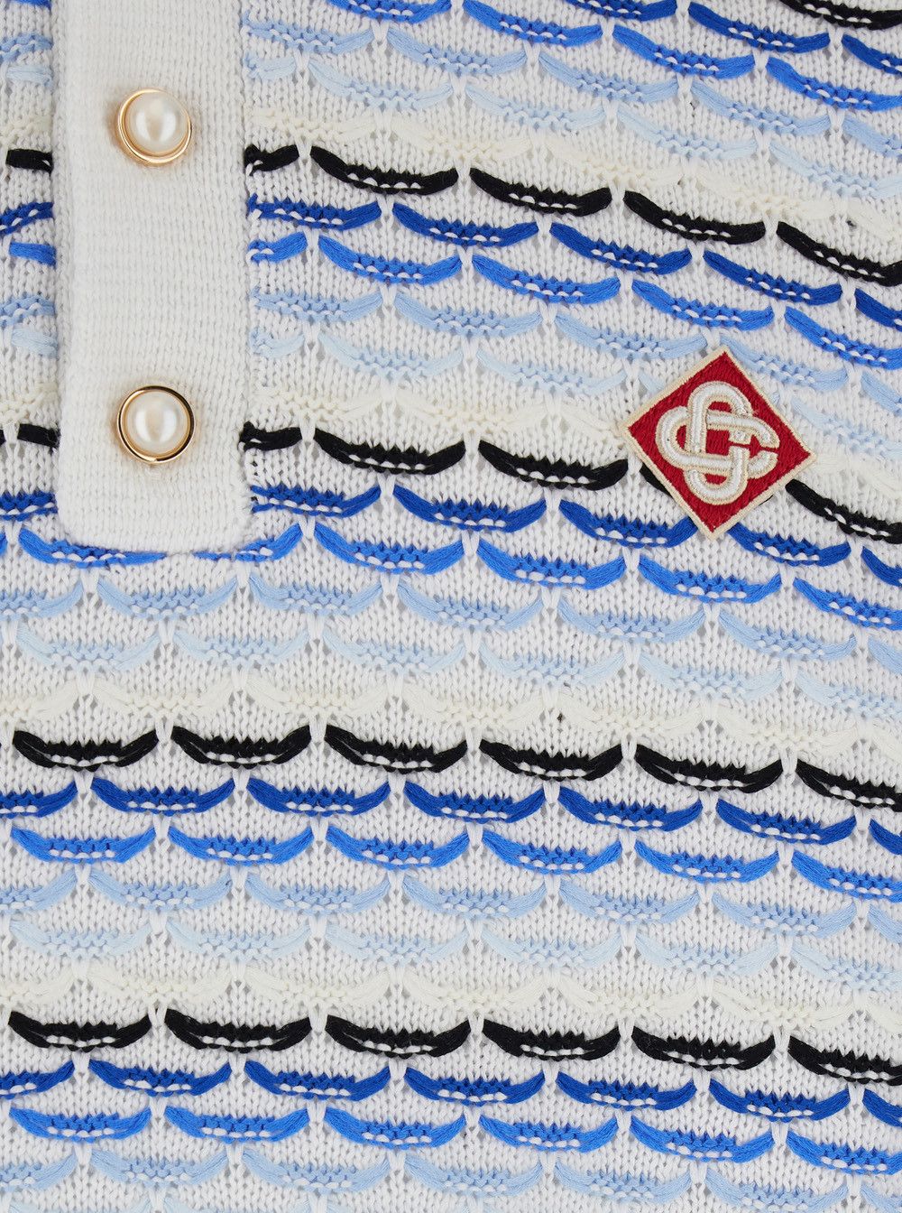 Casablanca Blue Polo with Logo Embroidery on the Front and All-Over Stripes in Cotton for Men Size US XL / EU 56 / 4 - 3 Thumbnail