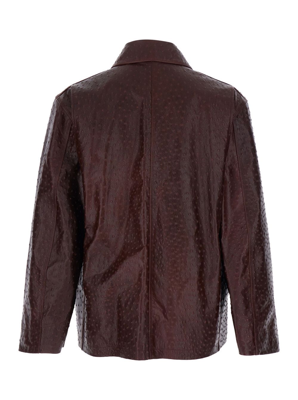 Casablanca Bordeaux Jacket with Logo Patch on the Front and Ostrich Leather Effect for Men Size US M / EU 48-50 / 2 - 2 Thumbnail