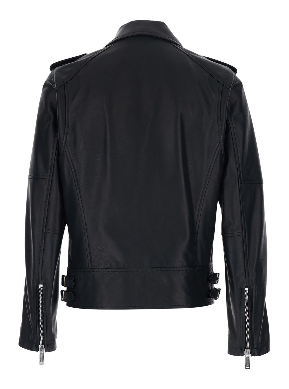Dsquared2 Black Leather Jacket with Three Zip Pockets for Men Size US XL / EU 56 / 4 - 2 Thumbnail
