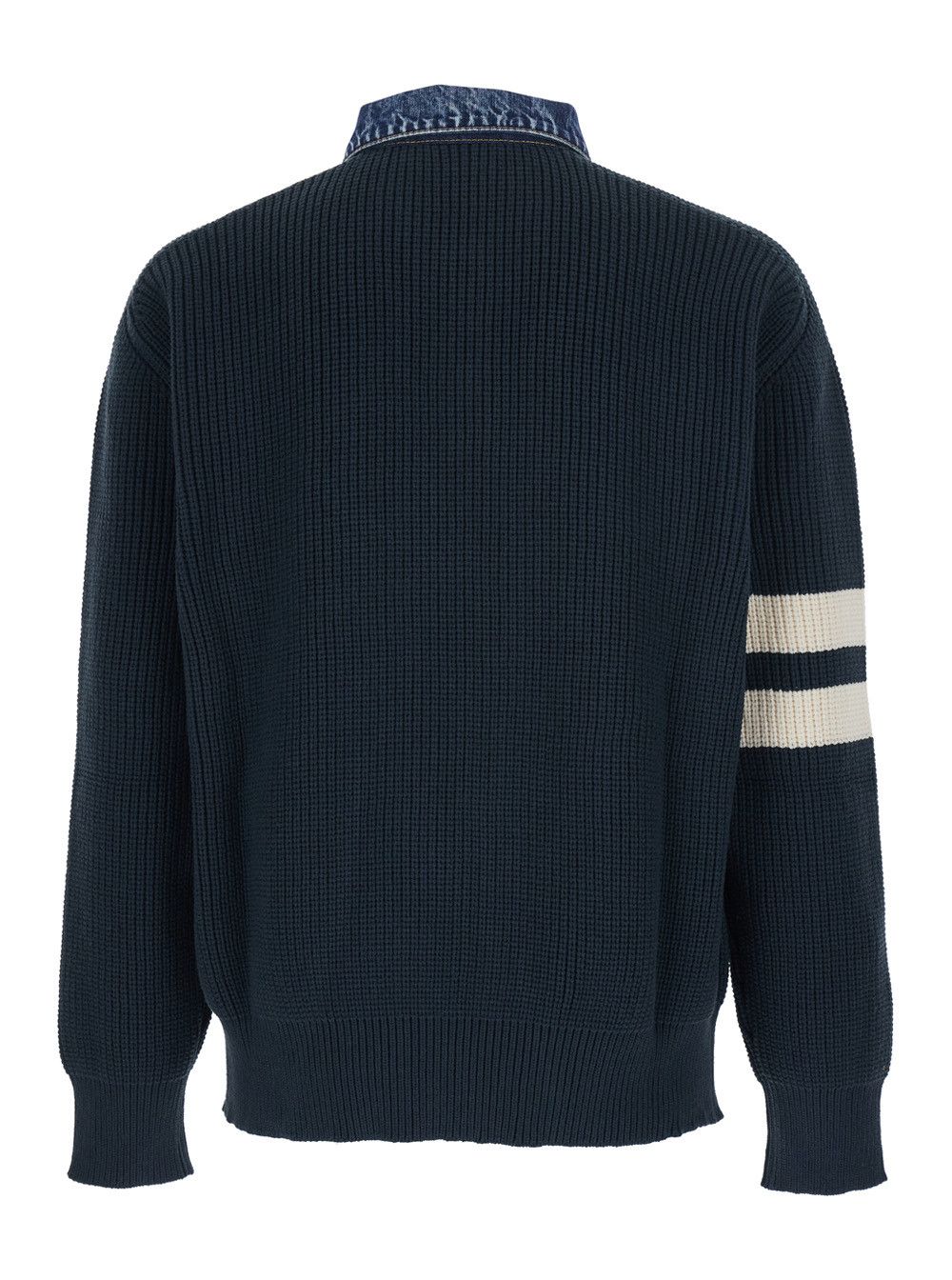 Dsquared2 Sweater with Denim Collar and Logo Embroidery on Front in Blue Cotton Blend for Men Size US L / EU 52-54 / 3 - 2 Thumbnail