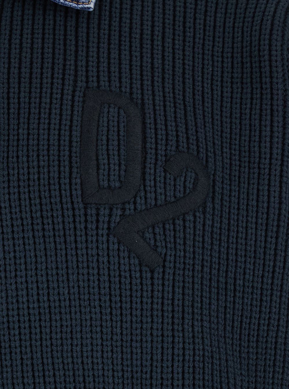 Dsquared2 Sweater with Denim Collar and Logo Embroidery on Front in Blue Cotton Blend for Men Size US S / EU 44-46 / 1 - 3 Thumbnail
