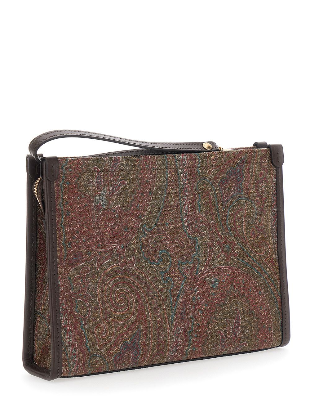 Etro Arnica' Clutch with Embroidered Logo on the Front and All-Over Pattern in Brown Cotton Blend for Women Size ONE SIZE - 3 Thumbnail