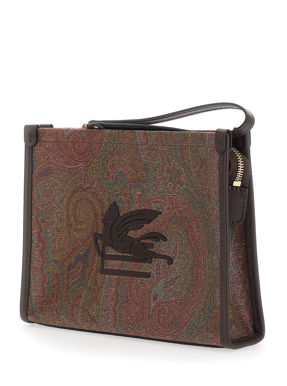 Etro Arnica' Clutch with Embroidered Logo on the Front and All-Over Pattern in Brown Cotton Blend for Women Size ONE SIZE - 2 Thumbnail