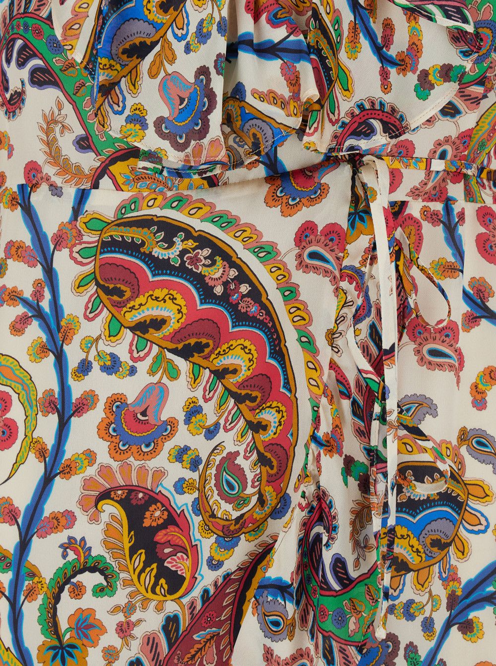 Etro Long Dress with All-Over Paisley Motif and Multicolor Silk V-Neck for Women Size M / US 6-8 / IT 42-44 - 3 Thumbnail