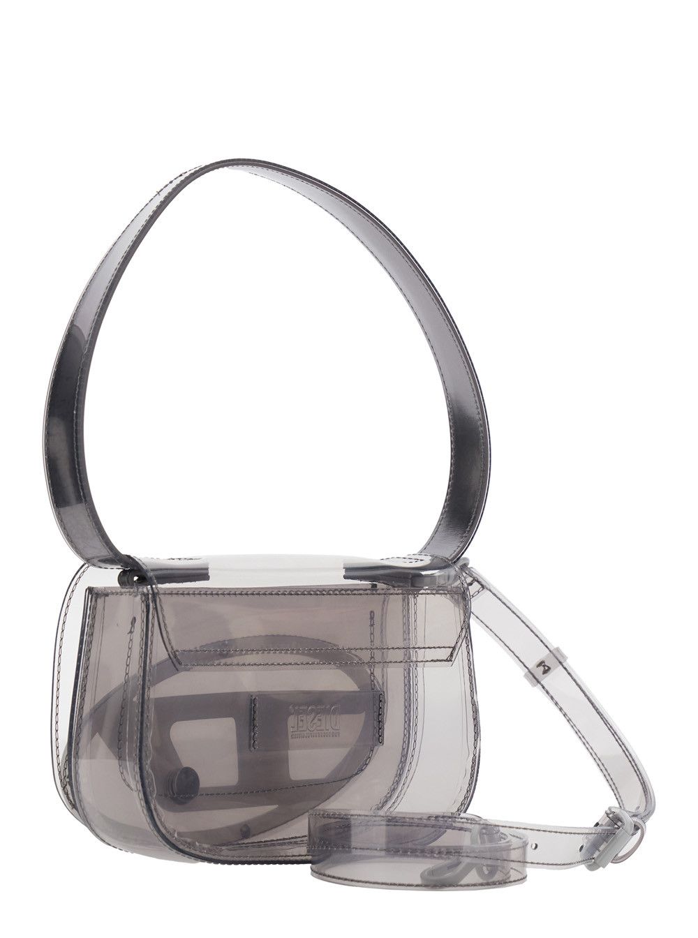 Diesel Shoulder Bag '1DR' with Oval D Patch and Semi-Transparent Design in Gray for Women Size ONE SIZE - 3 Thumbnail