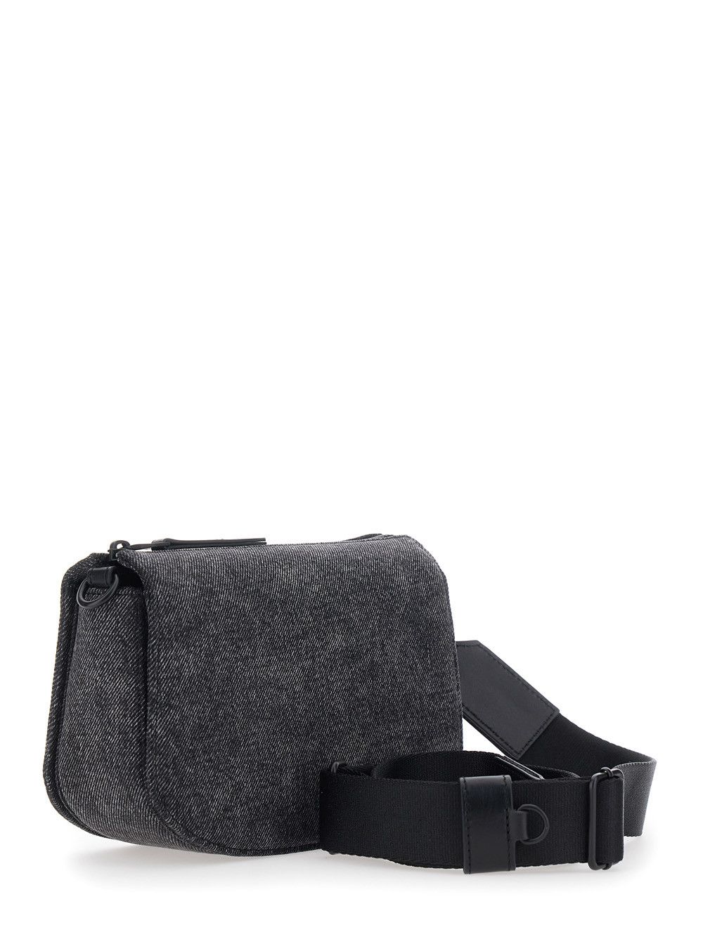 Diesel '1DR' Black Crossbody Bag with Oval D Logo on the Front and Adjustable and Removable Shoulder Strap in Cotton Blend Man Size ONE SIZE - 3 Thumbnail